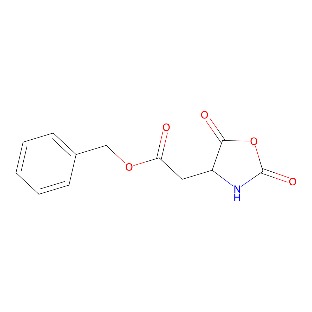 Benzyl (S)-2,5-dioxooxazolidine-4-acetate molecular structure, CAS 13590-42-6