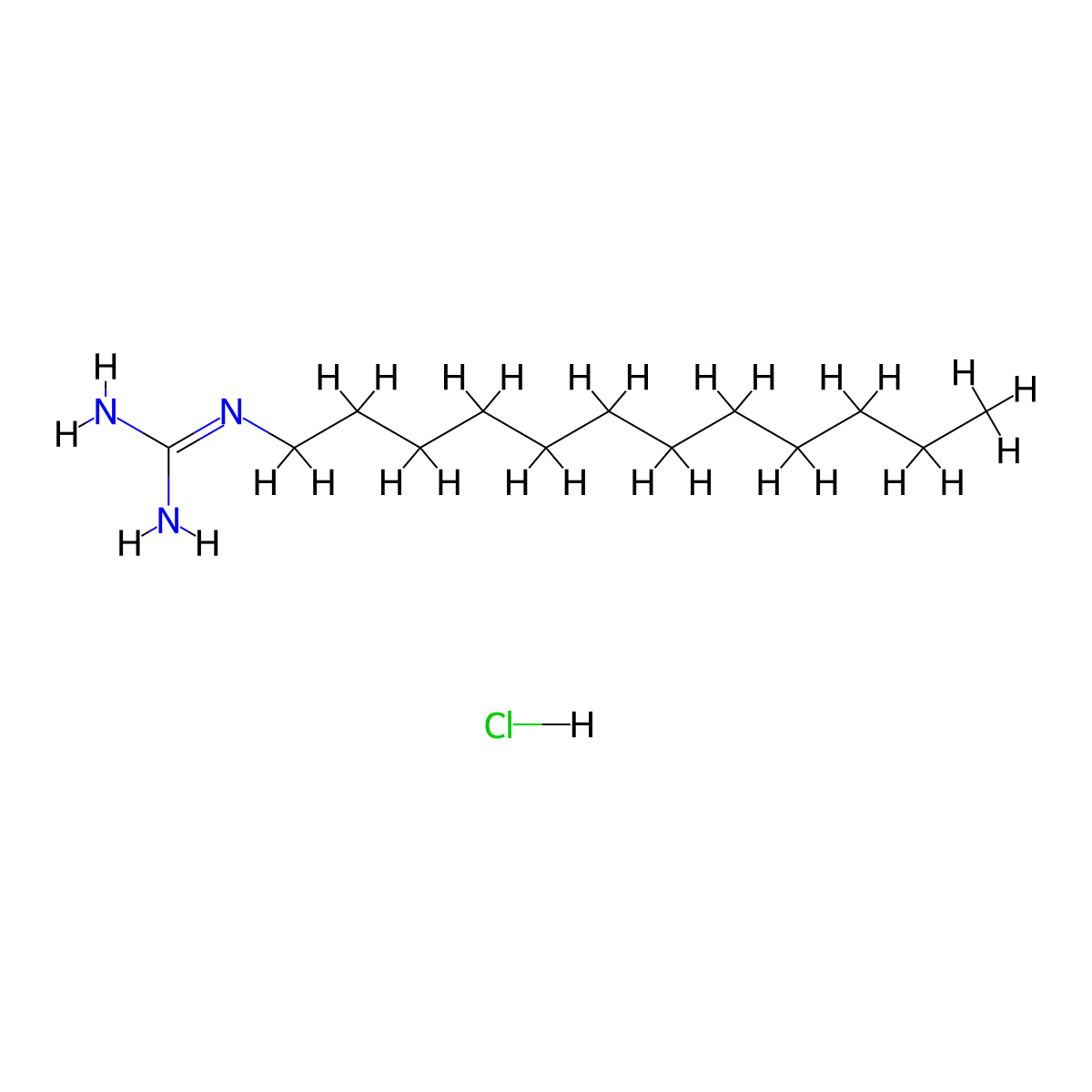 Dodecylguanidine hydrochloride molecular structure, CAS 13590-97-1