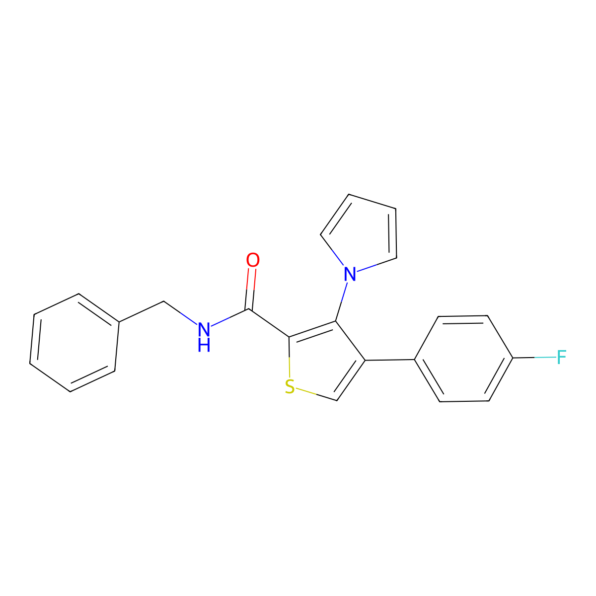 N-benzyl-4-(4-fluorophenyl)-3-(1H-pyrrol-1-yl)thiophene-2-carboxamide molecular structure, CAS 1359001-61-8