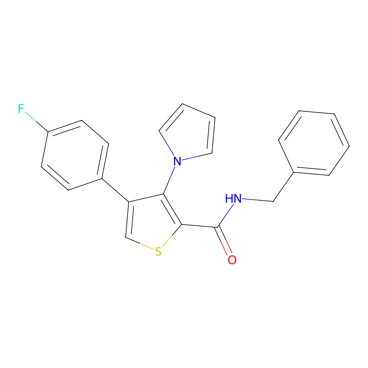 N-benzyl-4-(4-fluorophenyl)-3-(1H-pyrrol-1-yl)thiophene-2-carboxamide molecular structure, CAS 1359001-61-8