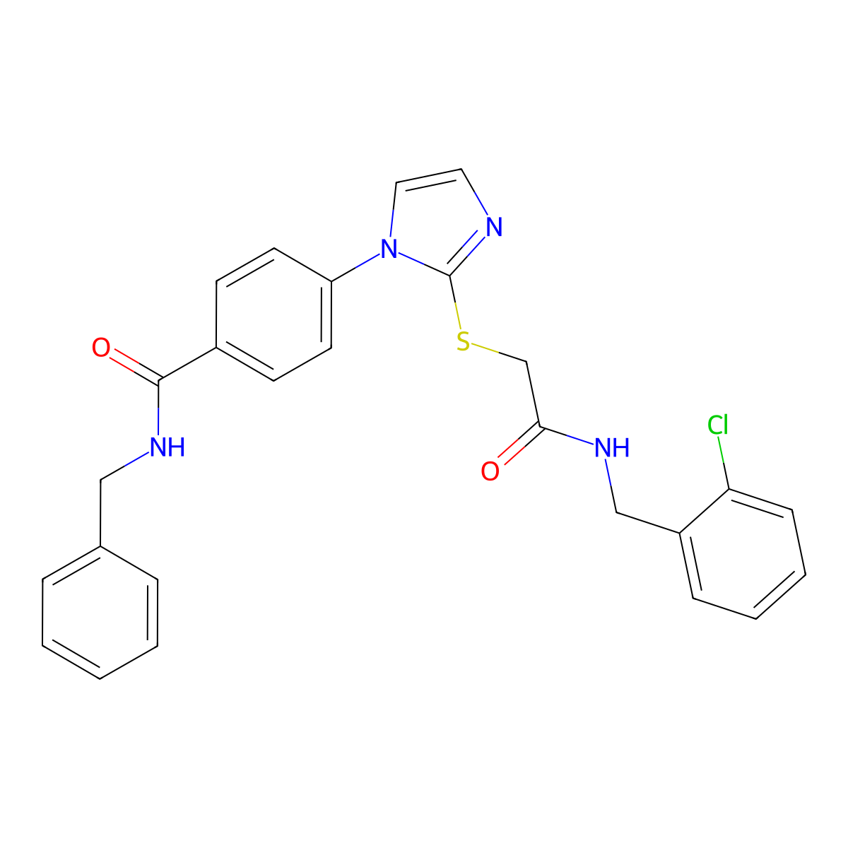 N-benzyl-4-{2-[({[(2-chlorophenyl)methyl]carbamoyl}methyl)sulfanyl]-1H-imidazol-1-yl}benzamide molecular structure, CAS 1359006-51-1