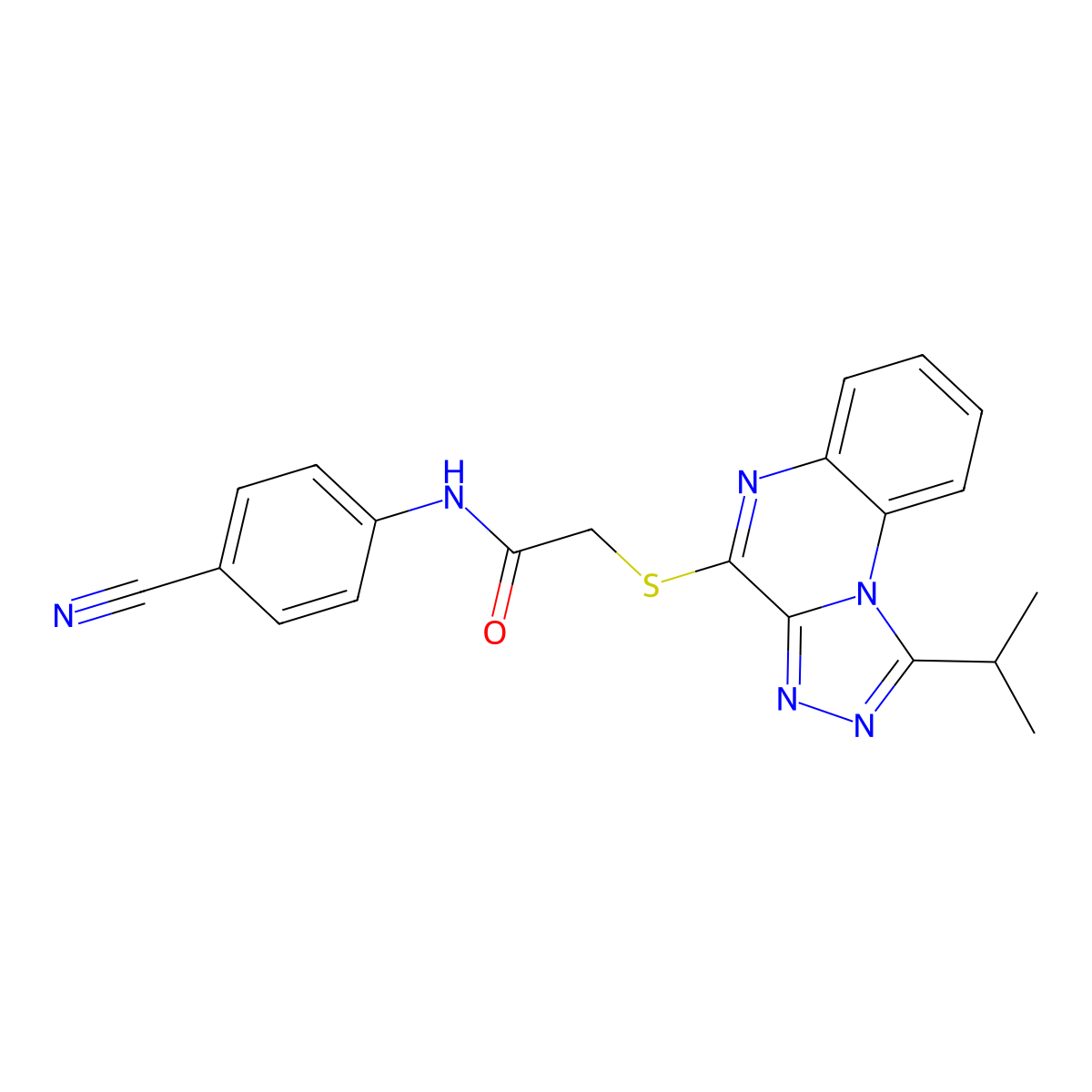 N-(4-cyanophenyl)-2-{[1-(propan-2-yl)-[1,2,4]triazolo[4,3-a]quinoxalin-4-yl]sulfanyl}acetamide molecular structure, CAS 1359015-61-4