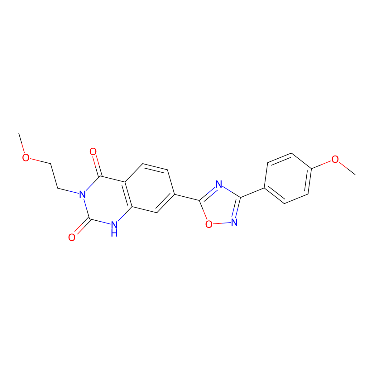 3-(2-methoxyethyl)-7-(3-(4-methoxyphenyl)-1,2,4-oxadiazol-5-yl)quinazoline-2,4(1H,3H)-dione molecular structure, CAS 1359017-49-4