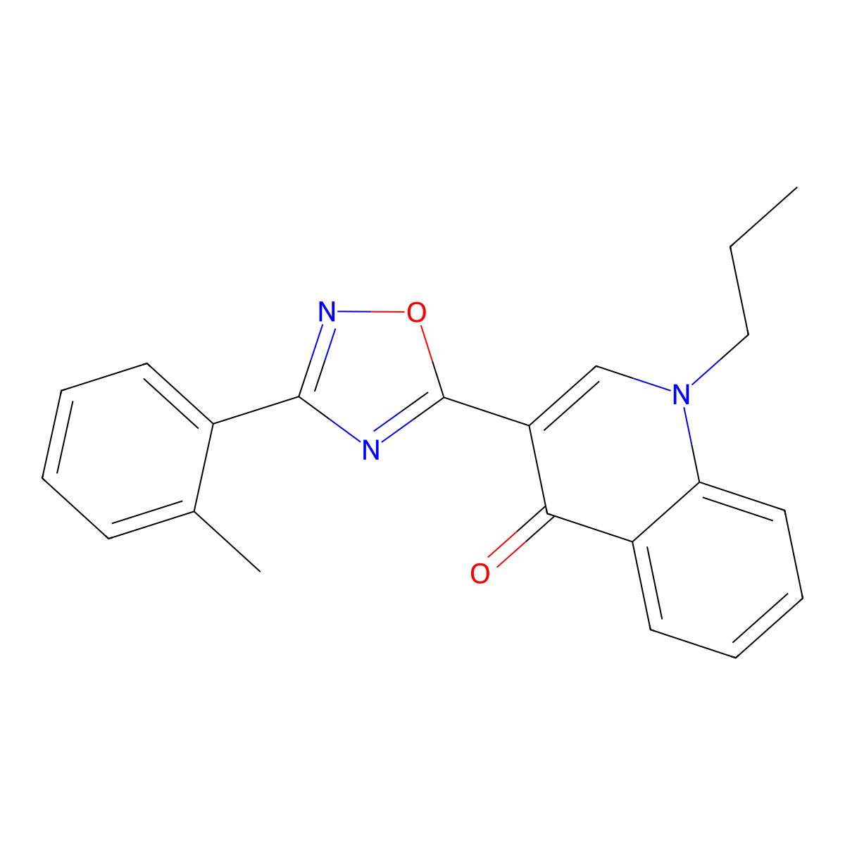 1-propyl-3-(3-(o-tolyl)-1,2,4-oxadiazol-5-yl)quinolin-4(1H)-one molecular structure, CAS 1359019-47-8