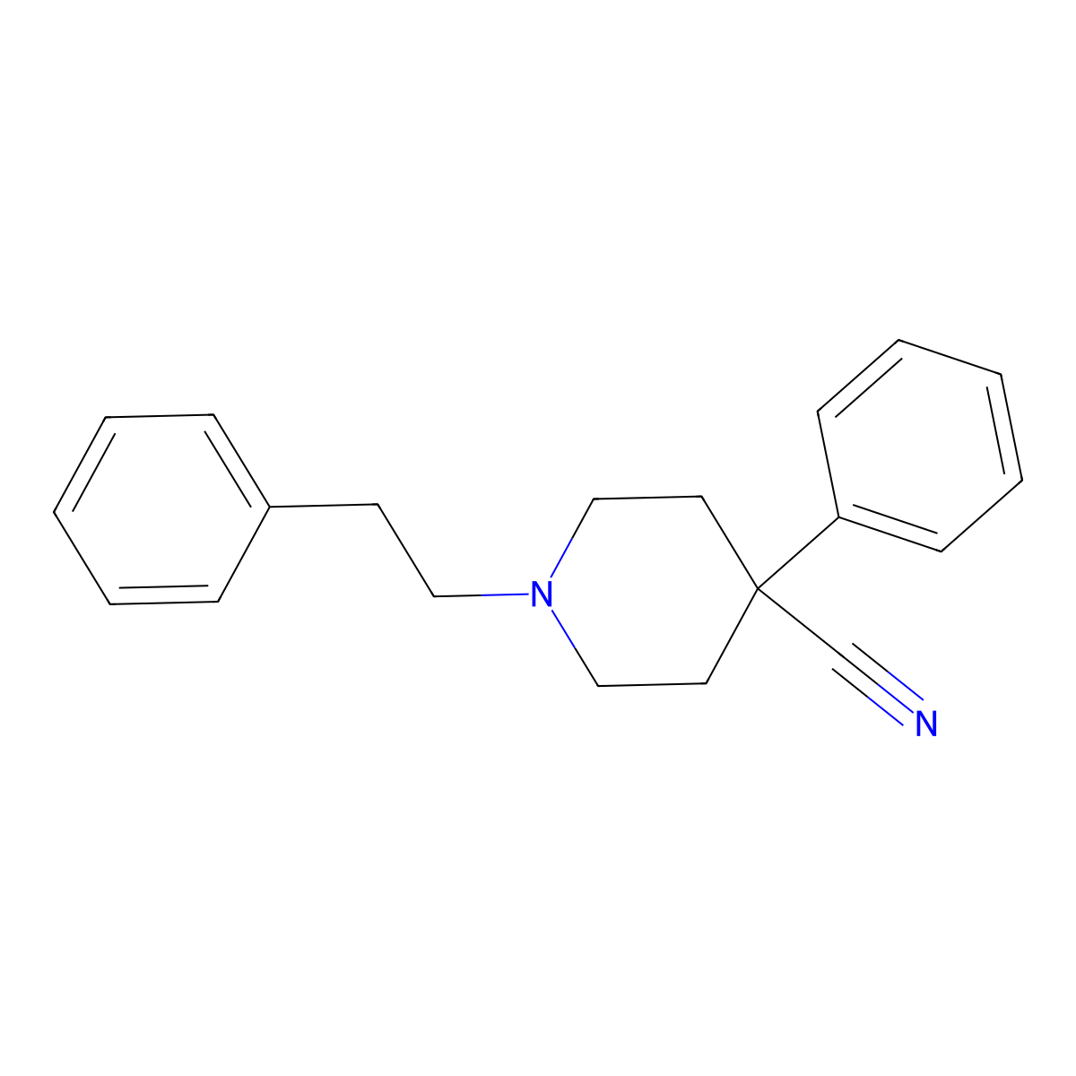 1-Phenylethyl-4-phenylpiperidine-4-carbonitrile molecular structure, CAS 135903-78-5