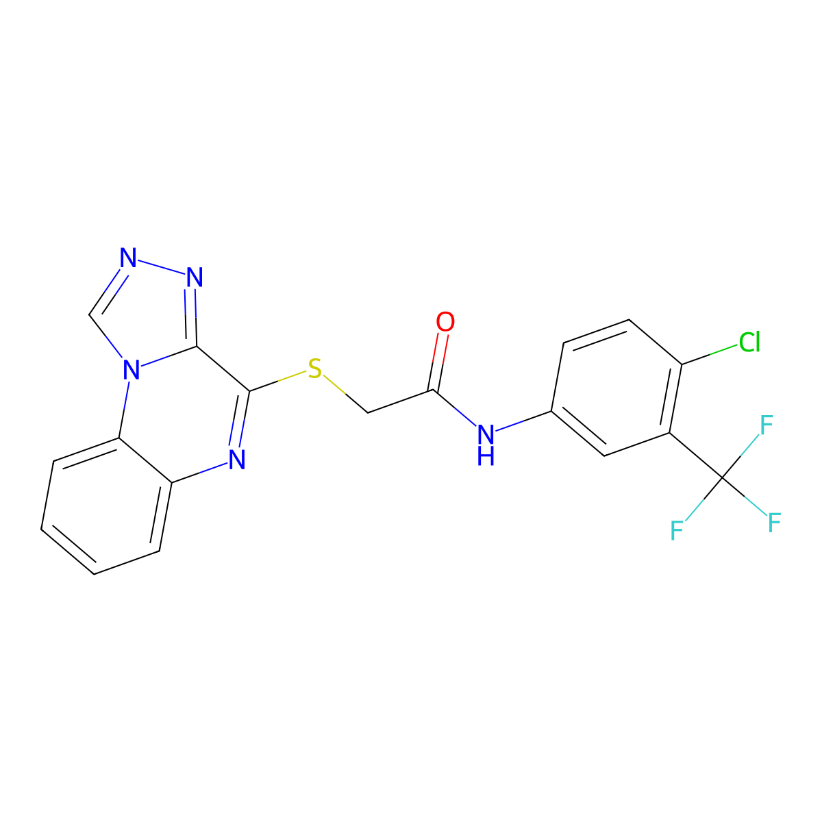 2-([1,2,4]triazolo[4,3-a]quinoxalin-4-ylthio)-N-(4-chloro-3-(trifluoromethyl)phenyl)acetamide molecular structure, CAS 1359030-99-1
