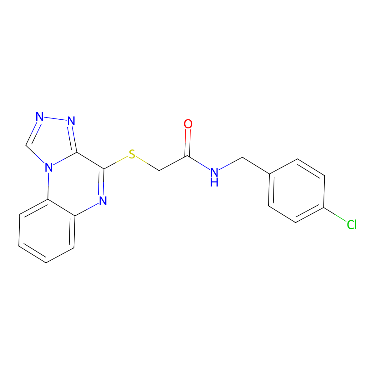 2-([1,2,4]triazolo[4,3-a]quinoxalin-4-ylthio)-N-(4-chlorobenzyl)acetamide molecular structure, CAS 1359031-20-1