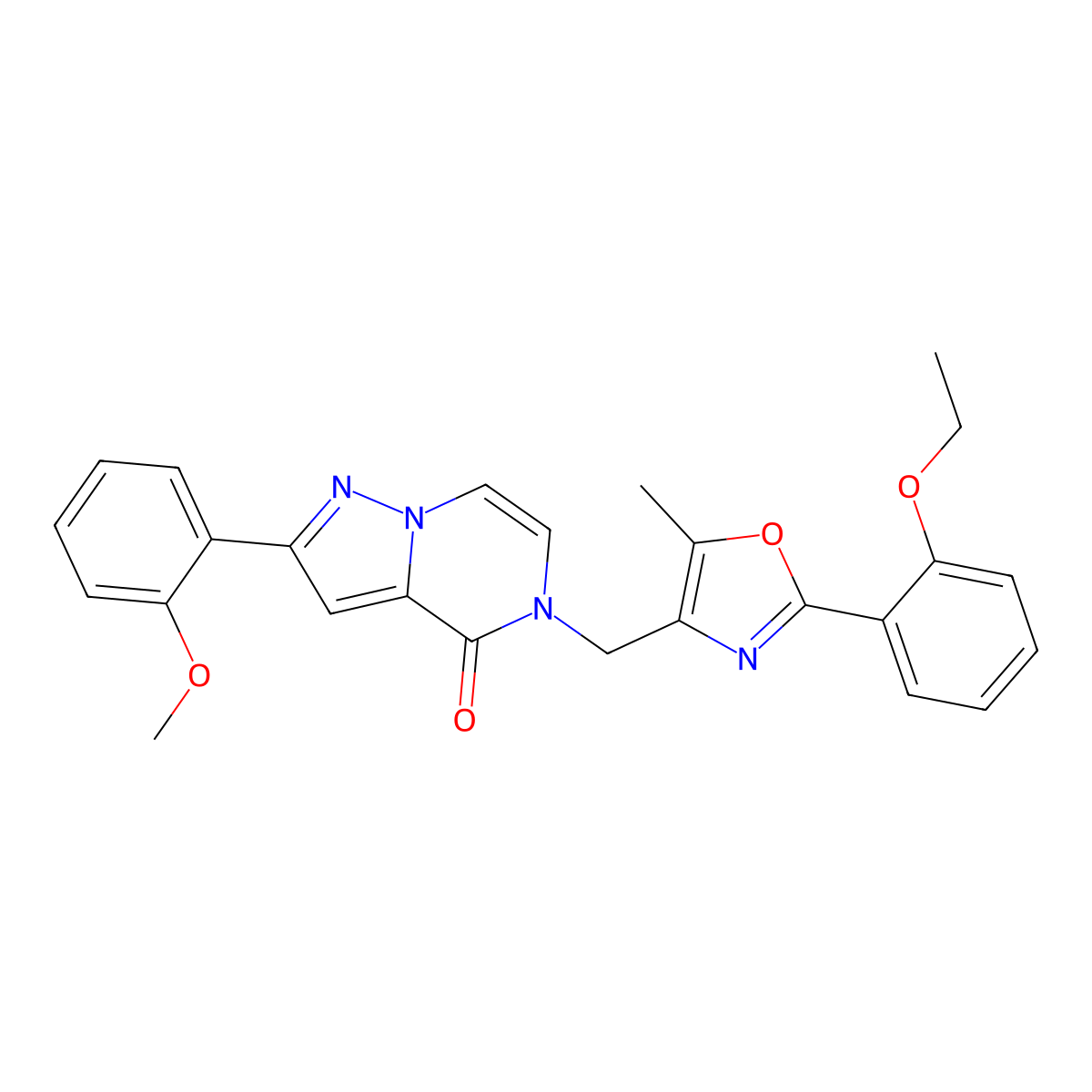 5-((2-(2-ethoxyphenyl)-5-methyloxazol-4-yl)methyl)-2-(2-methoxyphenyl)pyrazolo[1,5-a]pyrazin-4(5H)-one molecular structure, CAS 1359034-18-6