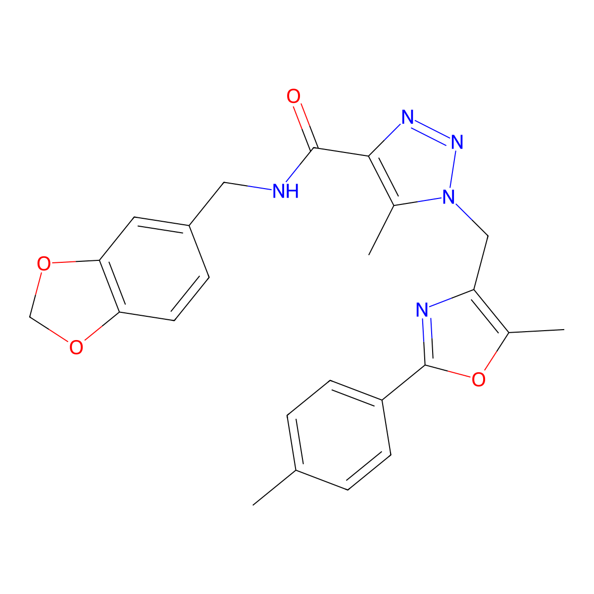 N-[(2H-1,3-Benzodioxol-5-YL)methyl]-5-methyl-1-{[5-methyl-2-(4-methylphenyl)-1,3-oxazol-4-YL]methyl}-1H-1,2,3-triazole-4-carboxamide molecular structure, CAS 1359035-97-4