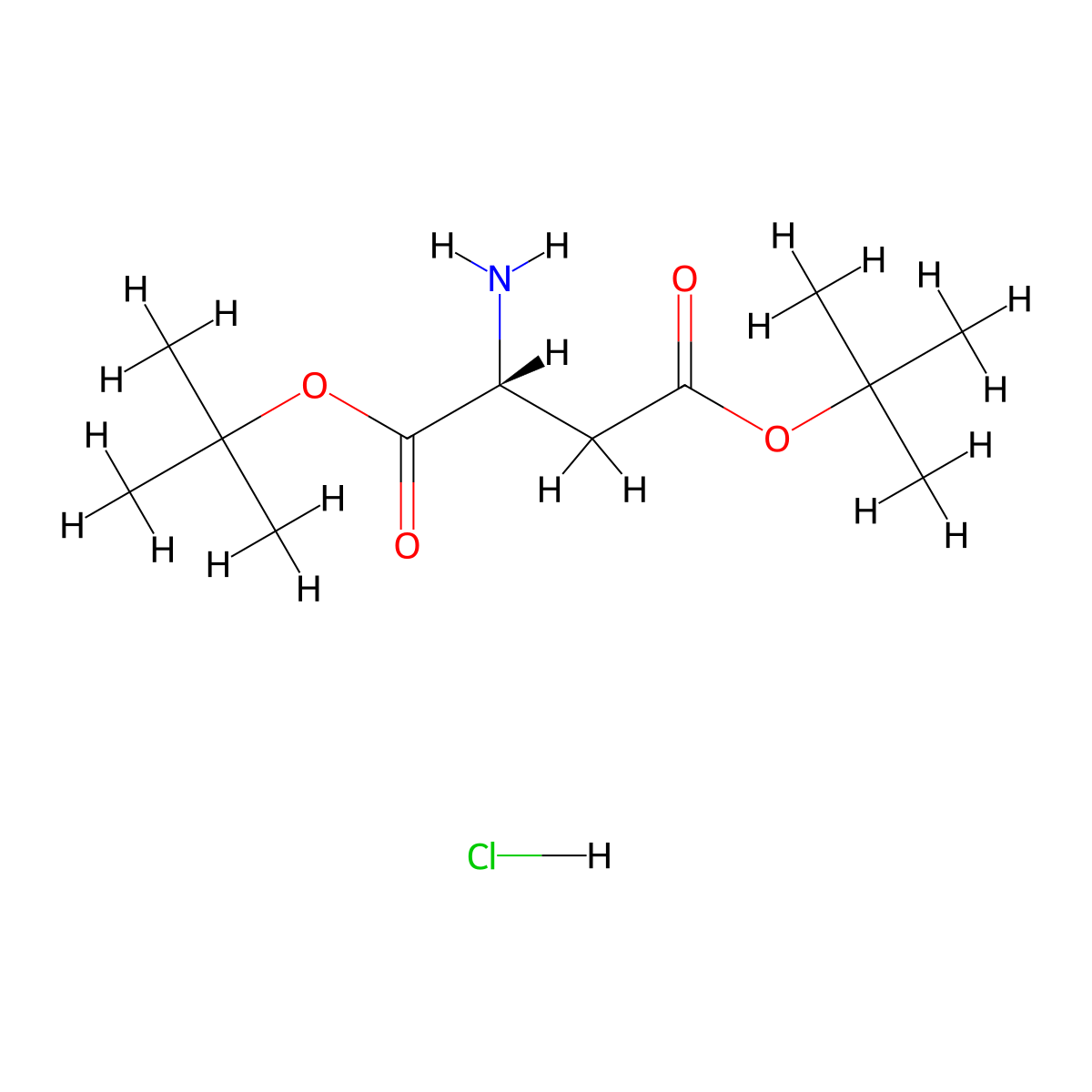 1,4-di-tert-butyl (2R)-2-aminobutanedioate hydrochloride molecular structure, CAS 135904-71-1