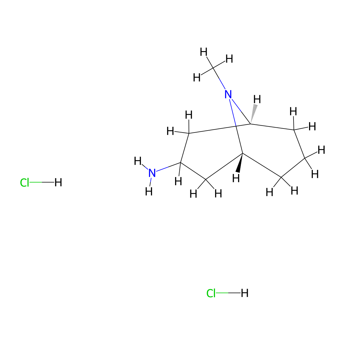Exo-3-amino-9-methyl-9-azabicyclo[3.3.1]nonane dihydrochloride molecular structure, CAS 135906-03-5