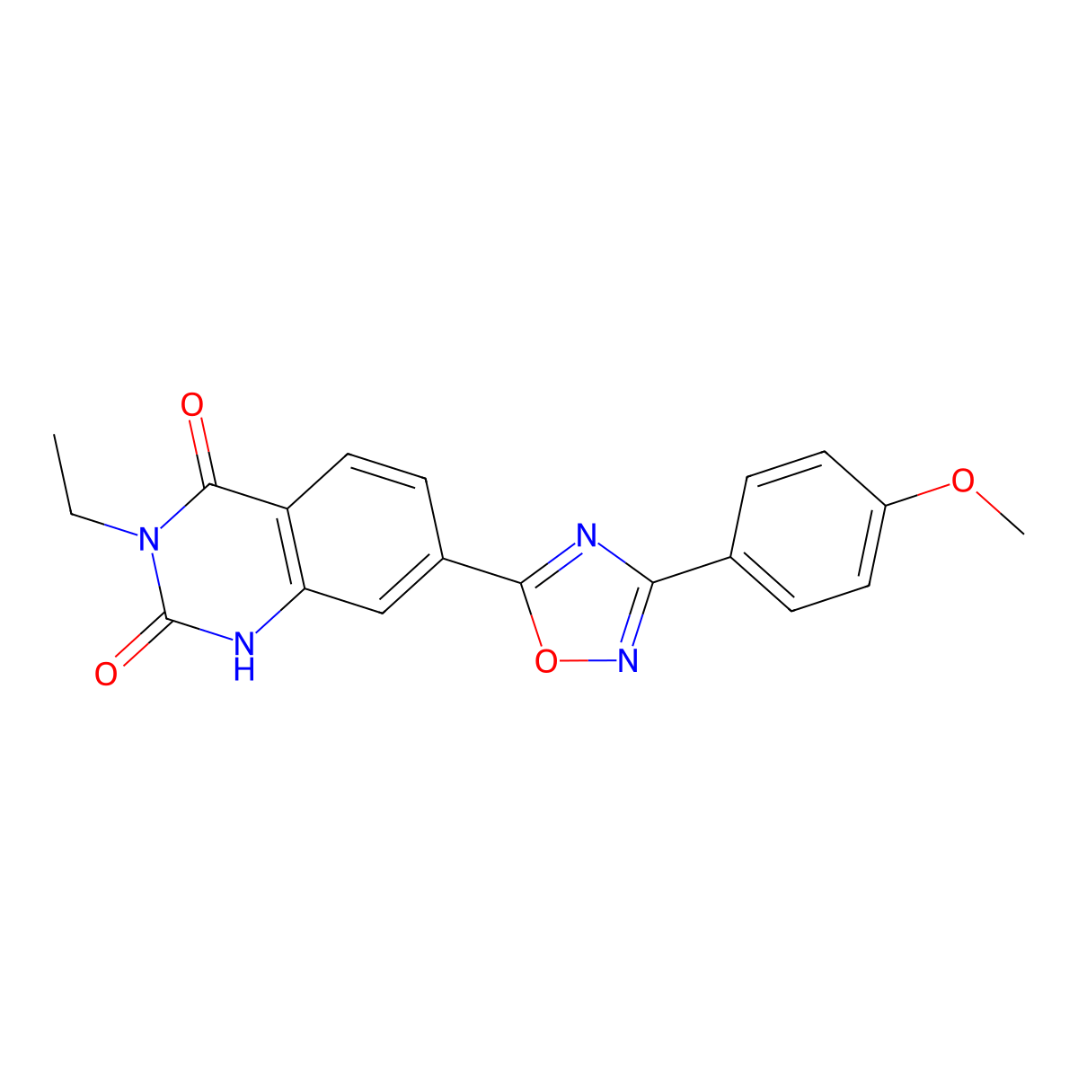 3-ethyl-7-(3-(4-methoxyphenyl)-1,2,4-oxadiazol-5-yl)quinazoline-2,4(1H,3H)-dione molecular structure, CAS 1359064-76-8