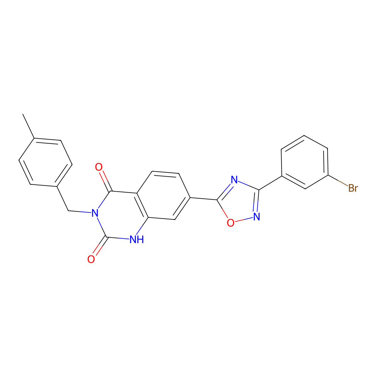 7-(3-(3-bromophenyl)-1,2,4-oxadiazol-5-yl)-3-(4-methylbenzyl)quinazoline-2,4(1H,3H)-dione molecular structure, CAS 1359065-07-8