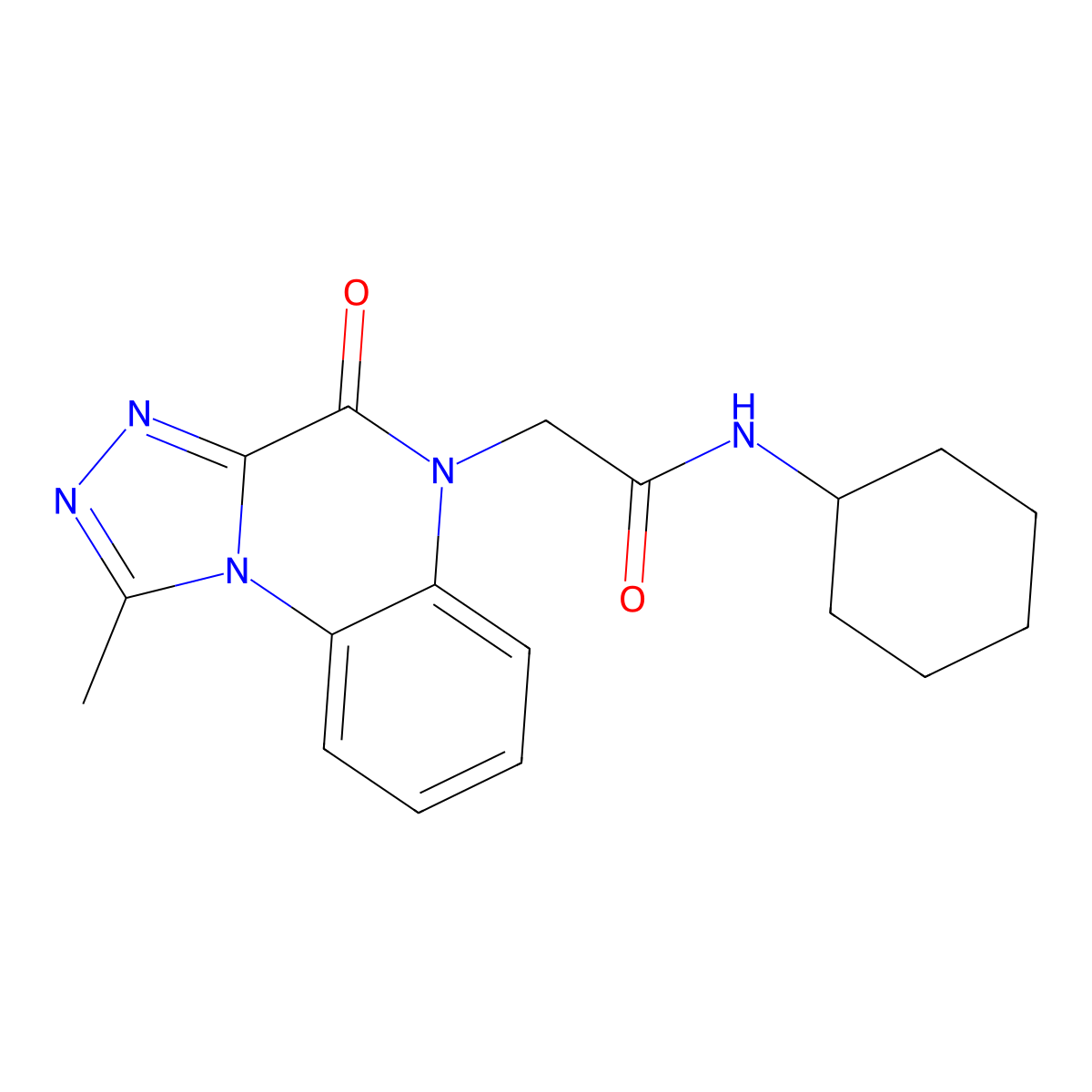 N-cyclohexyl-2-(1-methyl-4-oxo-[1,2,4]triazolo[4,3-a]quinoxalin-5(4H)-yl)acetamide molecular structure, CAS 1359065-48-7