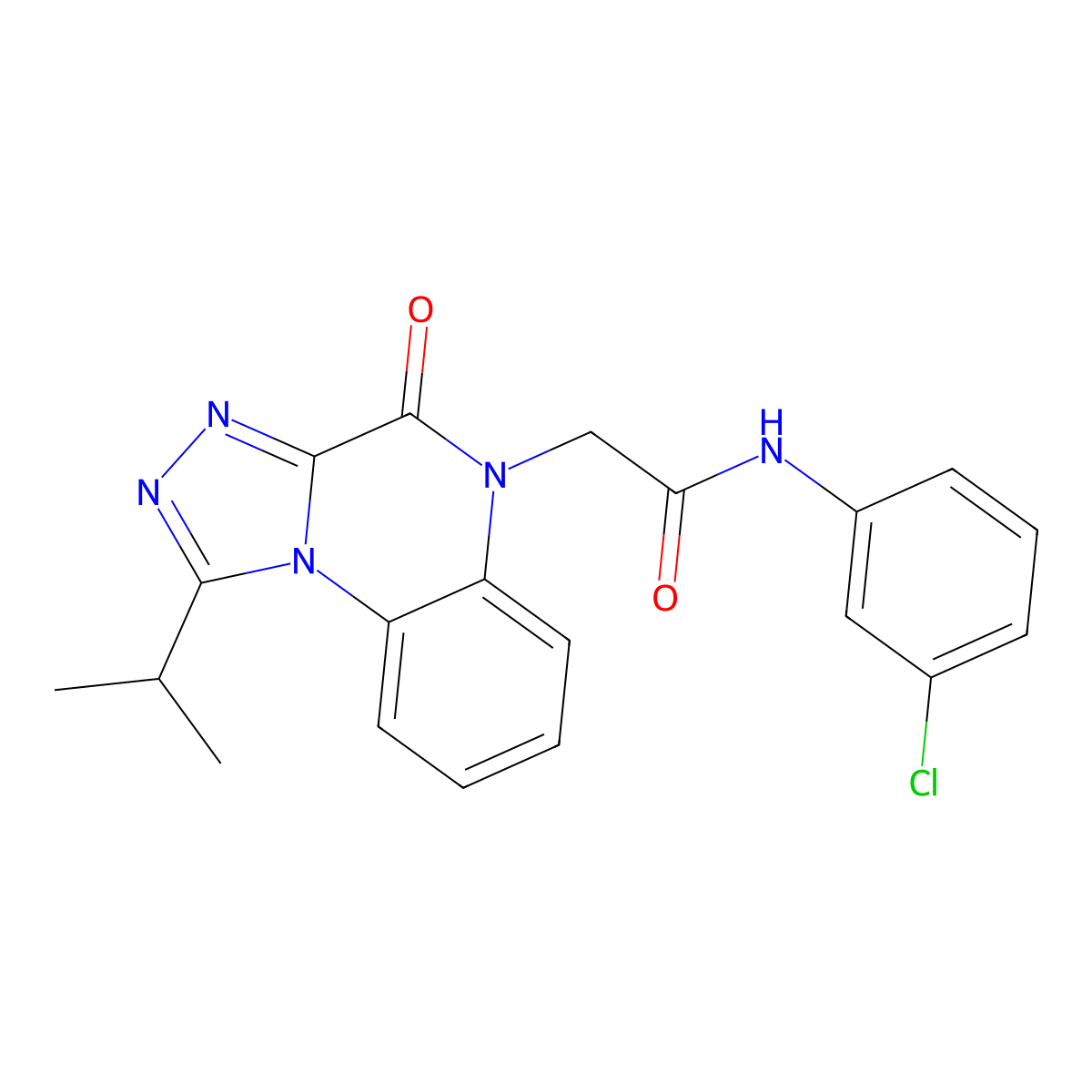 N-(3-chlorophenyl)-2-(1-isopropyl-4-oxo-[1,2,4]triazolo[4,3-a]quinoxalin-5(4H)-yl)acetamide molecular structure, CAS 1359066-37-7
