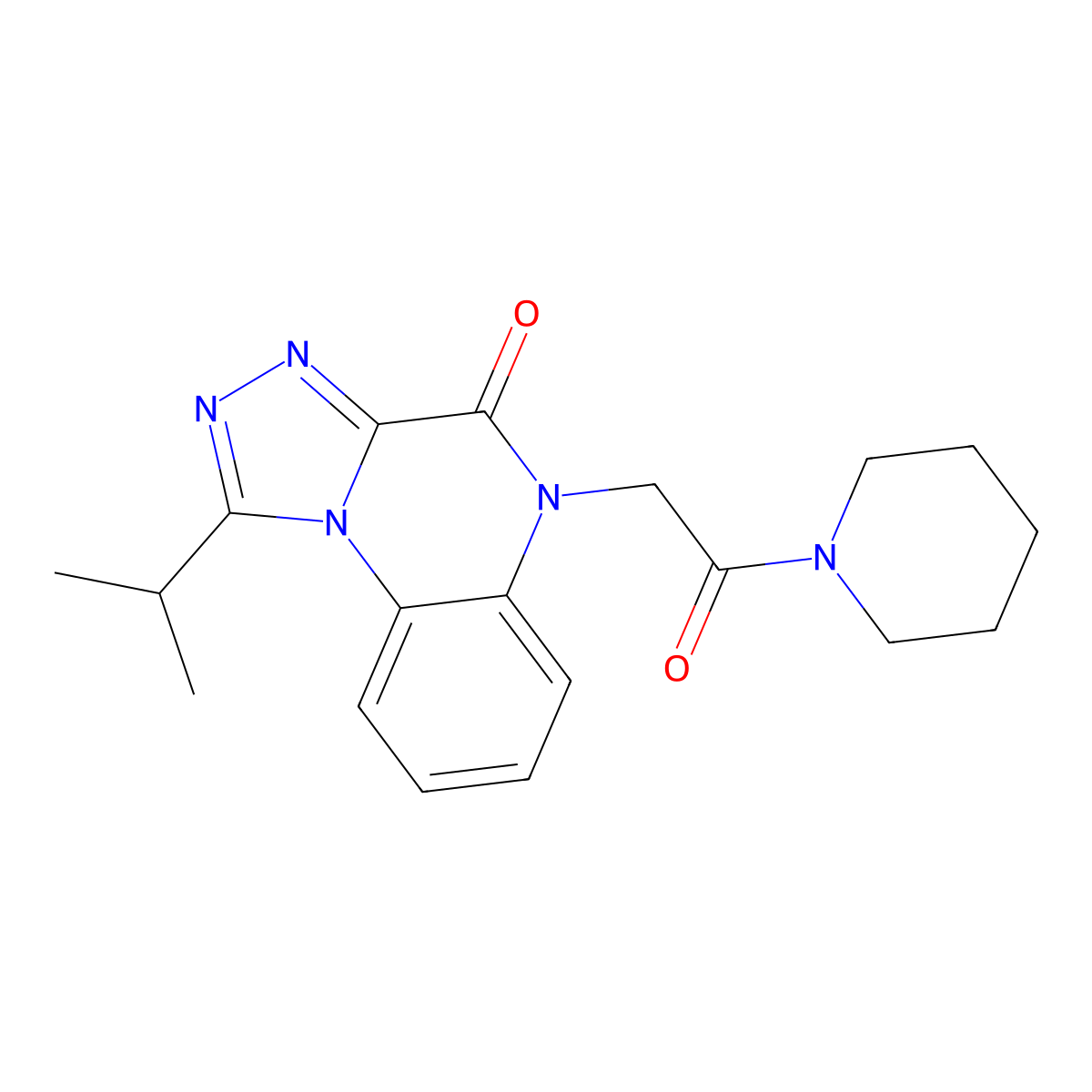 1-isopropyl-5-(2-oxo-2-piperidinoethyl)[1,2,4]triazolo[4,3-a]quinoxalin-4(5H)-one molecular structure, CAS 1359066-50-4