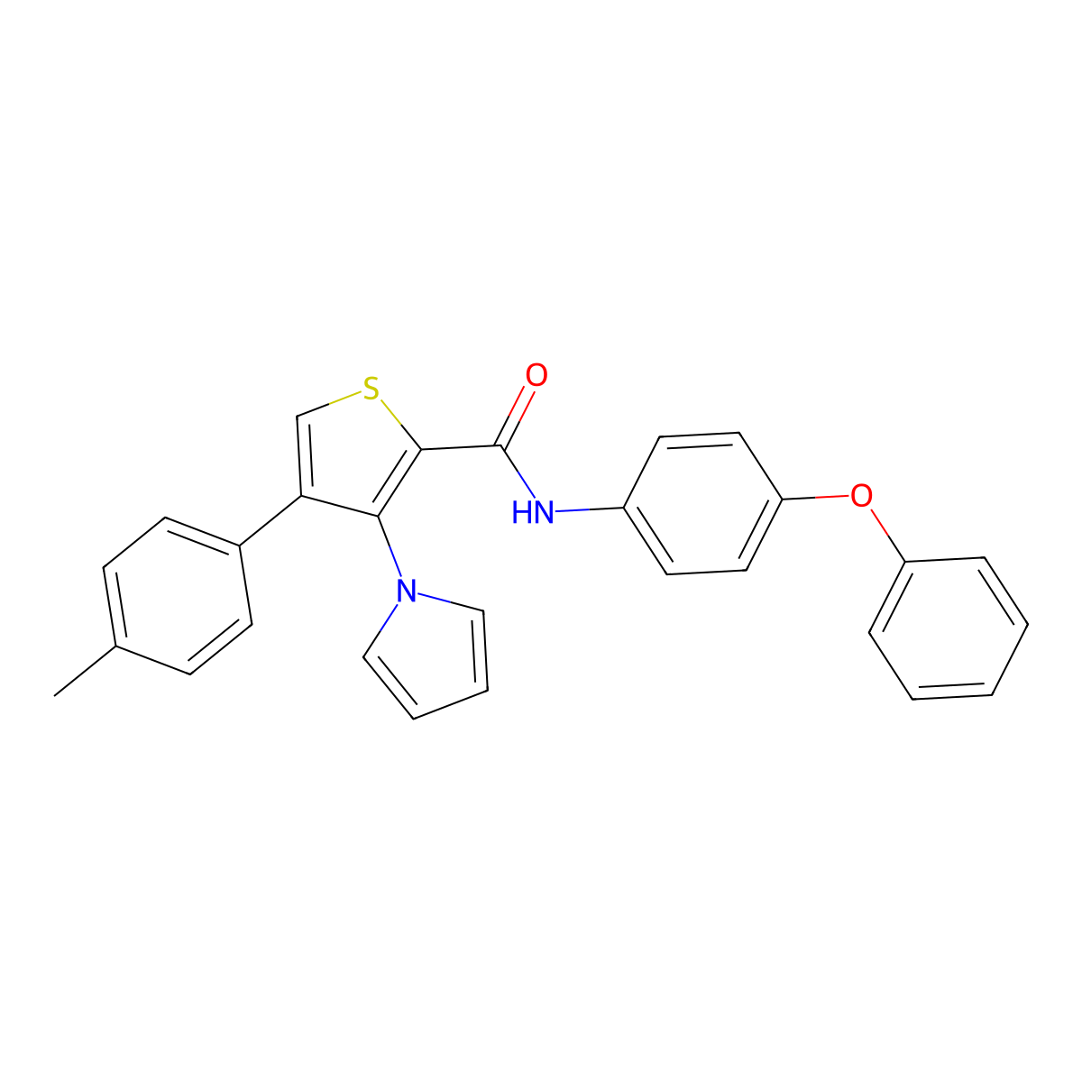 4-(4-methylphenyl)-N-(4-phenoxyphenyl)-3-(1H-pyrrol-1-yl)thiophene-2-carboxamide molecular structure, CAS 1359067-00-7