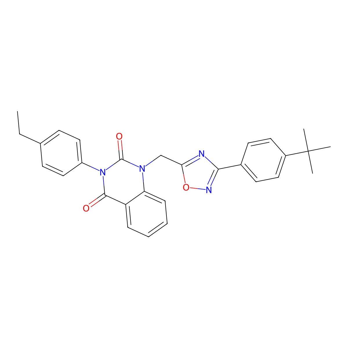 1-((3-(4-(tert-butyl)phenyl)-1,2,4-oxadiazol-5-yl)methyl)-3-(4-ethylphenyl)quinazoline-2,4(1H,3H)-dione molecular structure, CAS 1359067-94-9