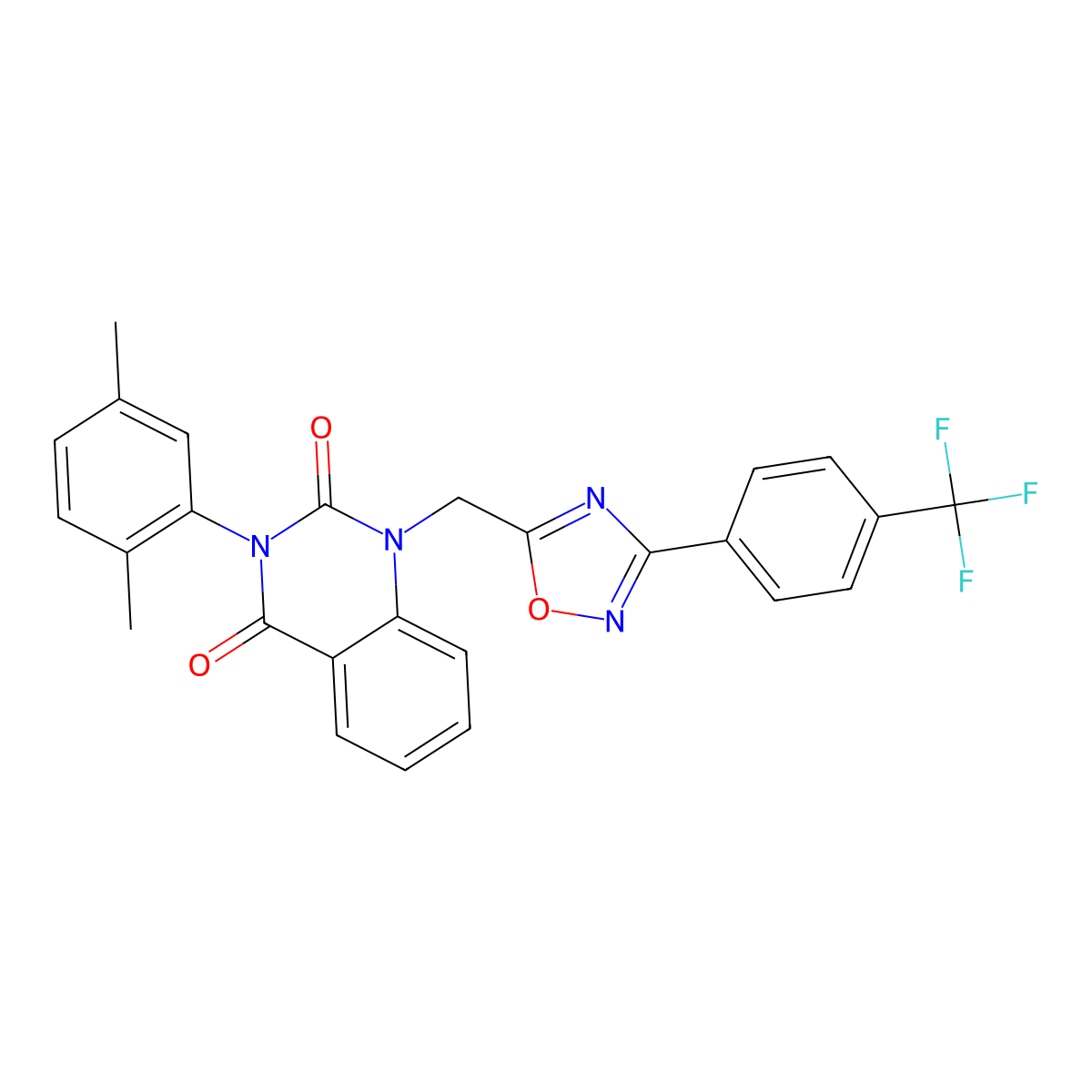 3-(2,5-Dimethylphenyl)-1-({3-[4-(trifluoromethyl)phenyl]-1,2,4-oxadiazol-5-yl}methyl)-1,2,3,4-tetrahydroquinazoline-2,4-dione molecular structure, CAS 1359084-19-7