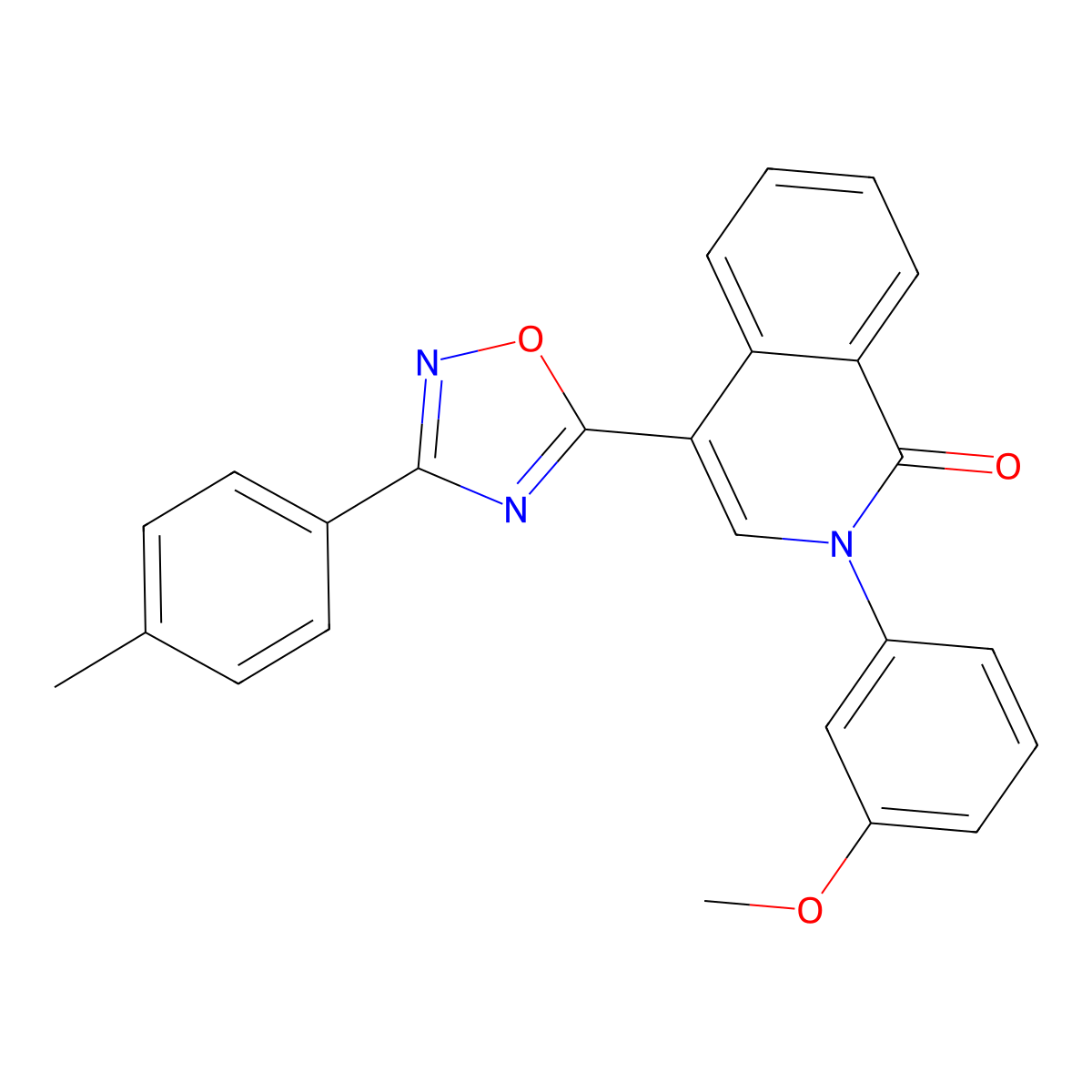2-(3-methoxyphenyl)-4-(3-(p-tolyl)-1,2,4-oxadiazol-5-yl)isoquinolin-1(2H)-one molecular structure, CAS 1359086-20-6
