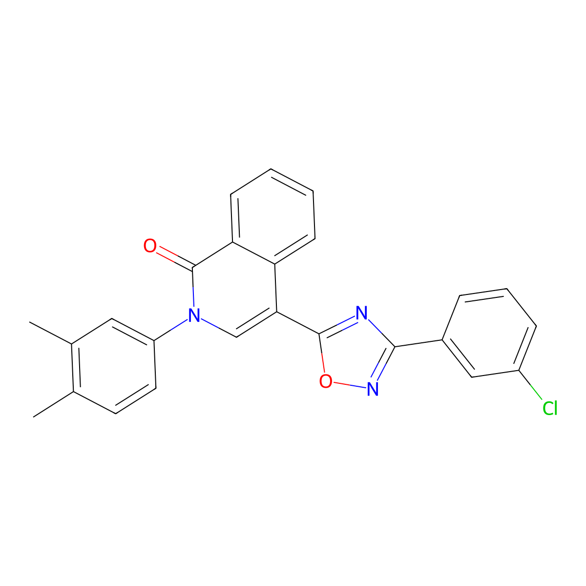 4-(3-(3-chlorophenyl)-1,2,4-oxadiazol-5-yl)-2-(3,4-dimethylphenyl)isoquinolin-1(2H)-one molecular structure, CAS 1359087-31-2