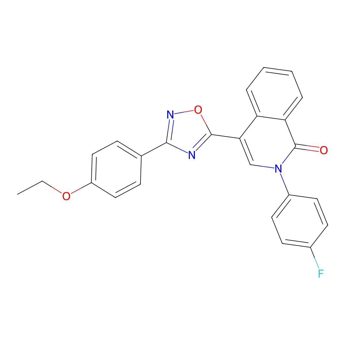 4-(3-(4-ethoxyphenyl)-1,2,4-oxadiazol-5-yl)-2-(4-fluorophenyl)isoquinolin-1(2H)-one molecular structure, CAS 1359087-70-9