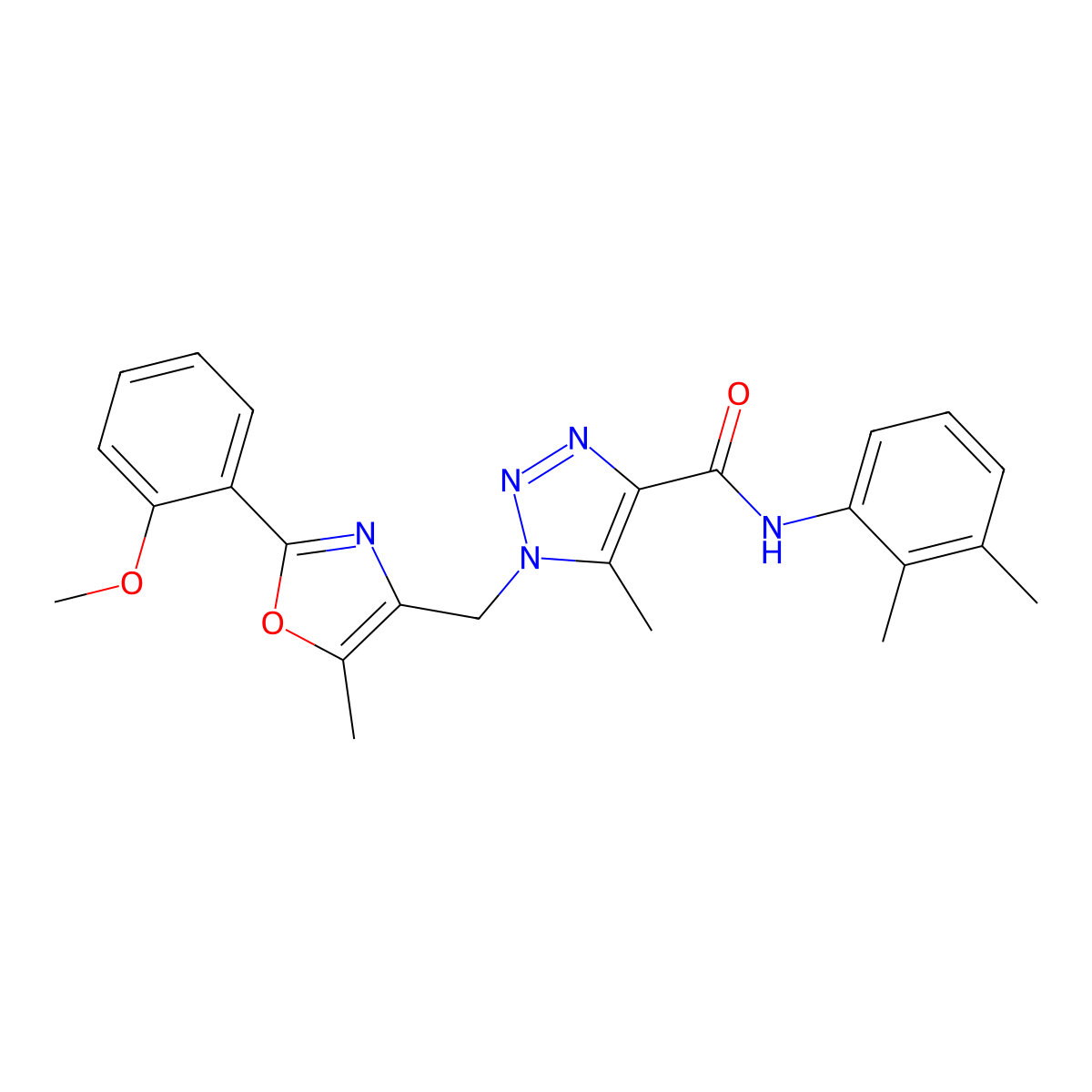 N-(2,3-dimethylphenyl)-1-((2-(2-methoxyphenyl)-5-methyloxazol-4-yl)methyl)-5-methyl-1H-1,2,3-triazole-4-carboxamide molecular structure, CAS 1359104-91-8