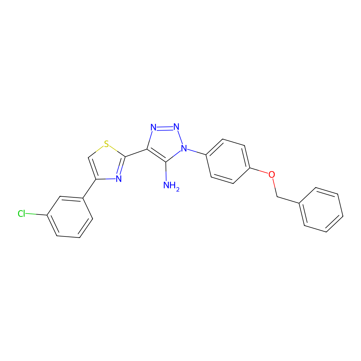 1-(4-(benzyloxy)phenyl)-4-(4-(3-chlorophenyl)thiazol-2-yl)-1H-1,2,3-triazol-5-amine molecular structure, CAS 1359108-06-7