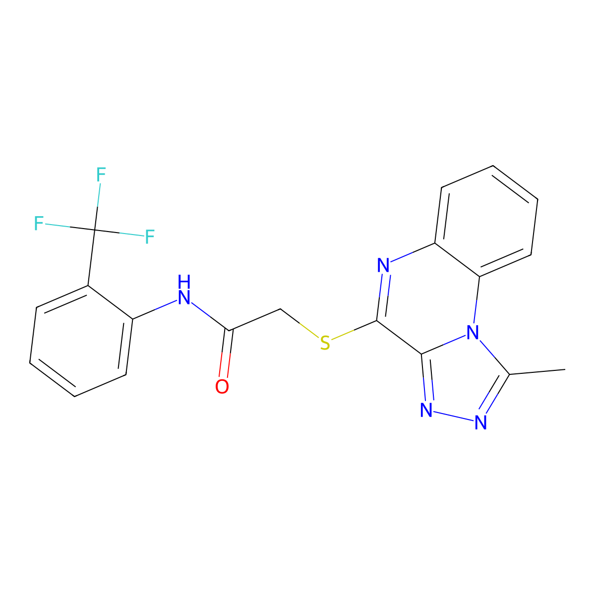 2-((1-methyl-[1,2,4]triazolo[4,3-a]quinoxalin-4-yl)thio)-N-(2-(trifluoromethyl)phenyl)acetamide molecular structure, CAS 1359108-87-4