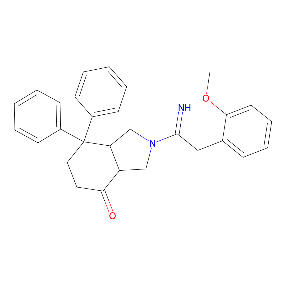 (3aR,7aR)-Octahydro-2-(1-imino-2-(2-methoxyphenyl)ethyl)-7,7-diphenyl-4H-isoindol-4-one molecular structure, CAS 135911-02-3