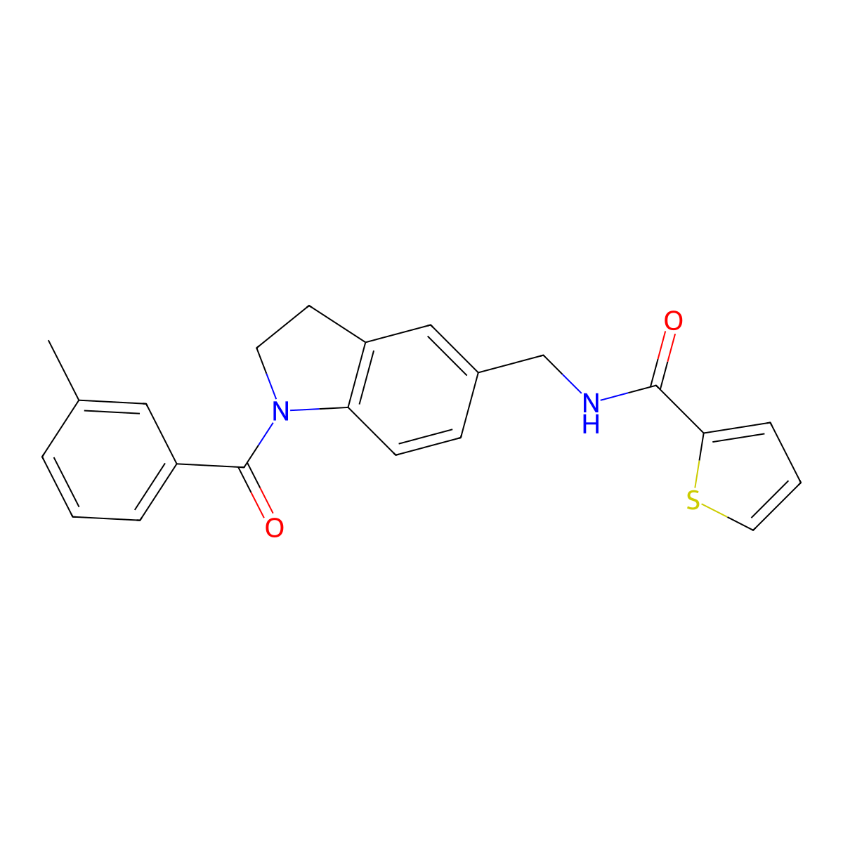 N-[[1-(3-Methylbenzoyl)-5-indolinyl]methyl]thiophene-2-carboxamide molecular structure, CAS 1359111-82-2