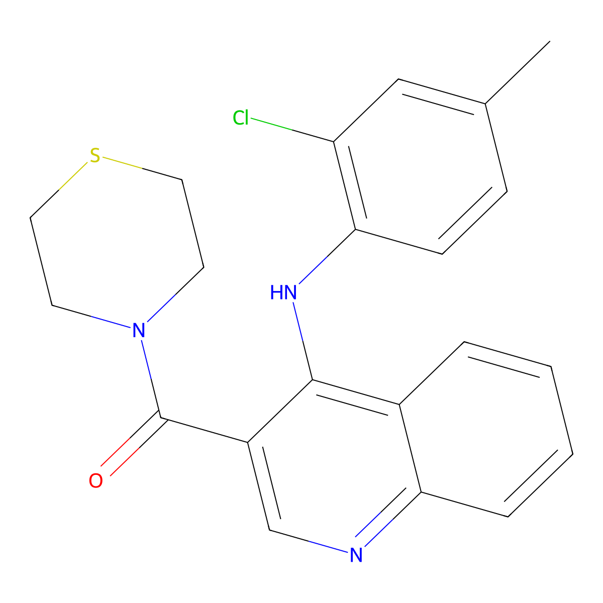(4-((2-Chloro-4-methylphenyl)amino)quinolin-3-yl)(thiomorpholino)methanone molecular structure, CAS 1359127-20-0