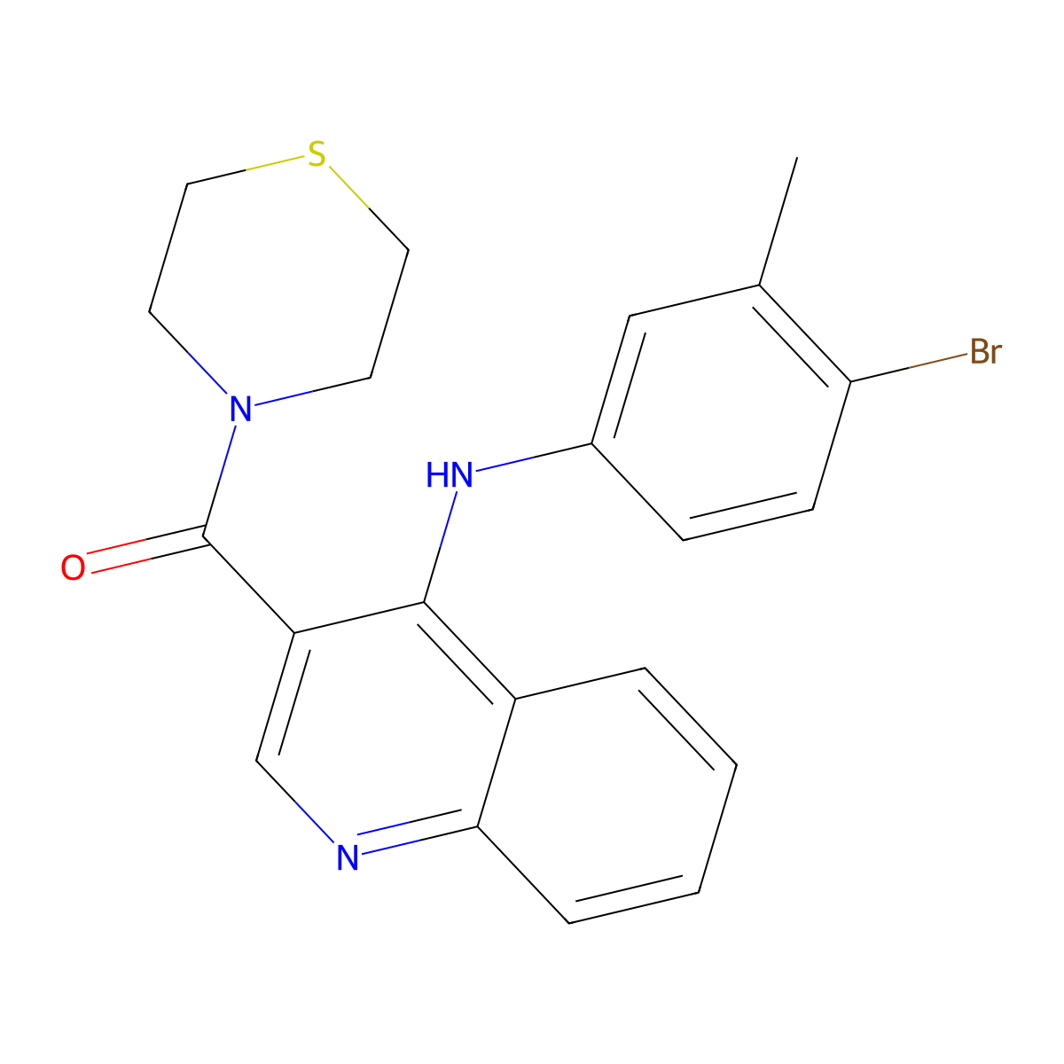 (4-((4-Bromo-3-methylphenyl)amino)quinolin-3-yl)(thiomorpholino)methanone molecular structure, CAS 1359127-49-3