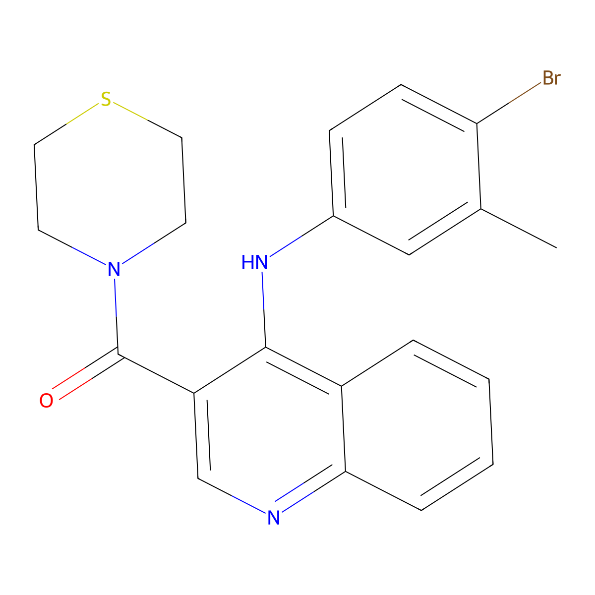 (4-((4-Bromo-3-methylphenyl)amino)quinolin-3-yl)(thiomorpholino)methanone molecular structure, CAS 1359127-49-3