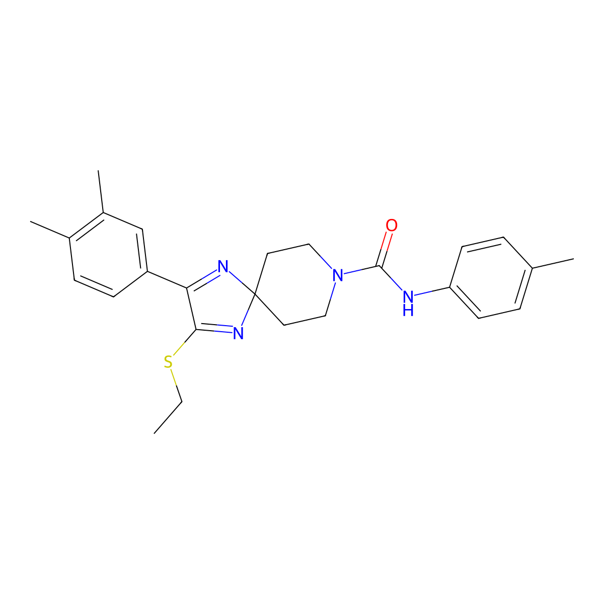 2-(3,4-dimethylphenyl)-3-(ethylthio)-N-(p-tolyl)-1,4,8-triazaspiro[4.5]deca-1,3-diene-8-carboxamide molecular structure, CAS 1359134-02-3