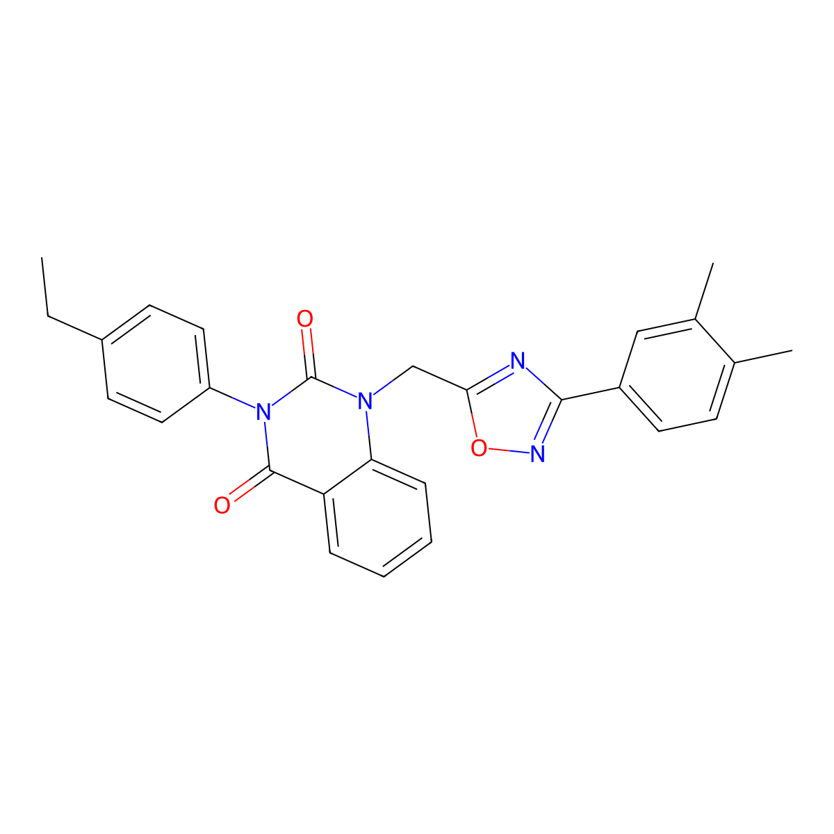 1-((3-(3,4-dimethylphenyl)-1,2,4-oxadiazol-5-yl)methyl)-3-(4-ethylphenyl)quinazoline-2,4(1H,3H)-dione molecular structure, CAS 1359148-66-5