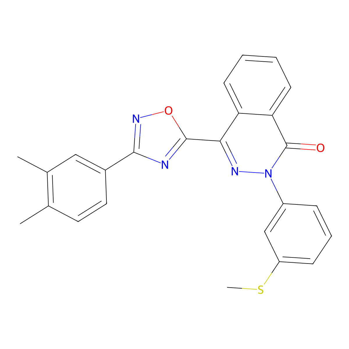 4-[3-(3,4-Dimethylphenyl)-1,2,4-oxadiazol-5-yl]-2-[3-(methylsulfanyl)phenyl]-1,2-dihydrophthalazin-1-one molecular structure, CAS 1359197-13-9