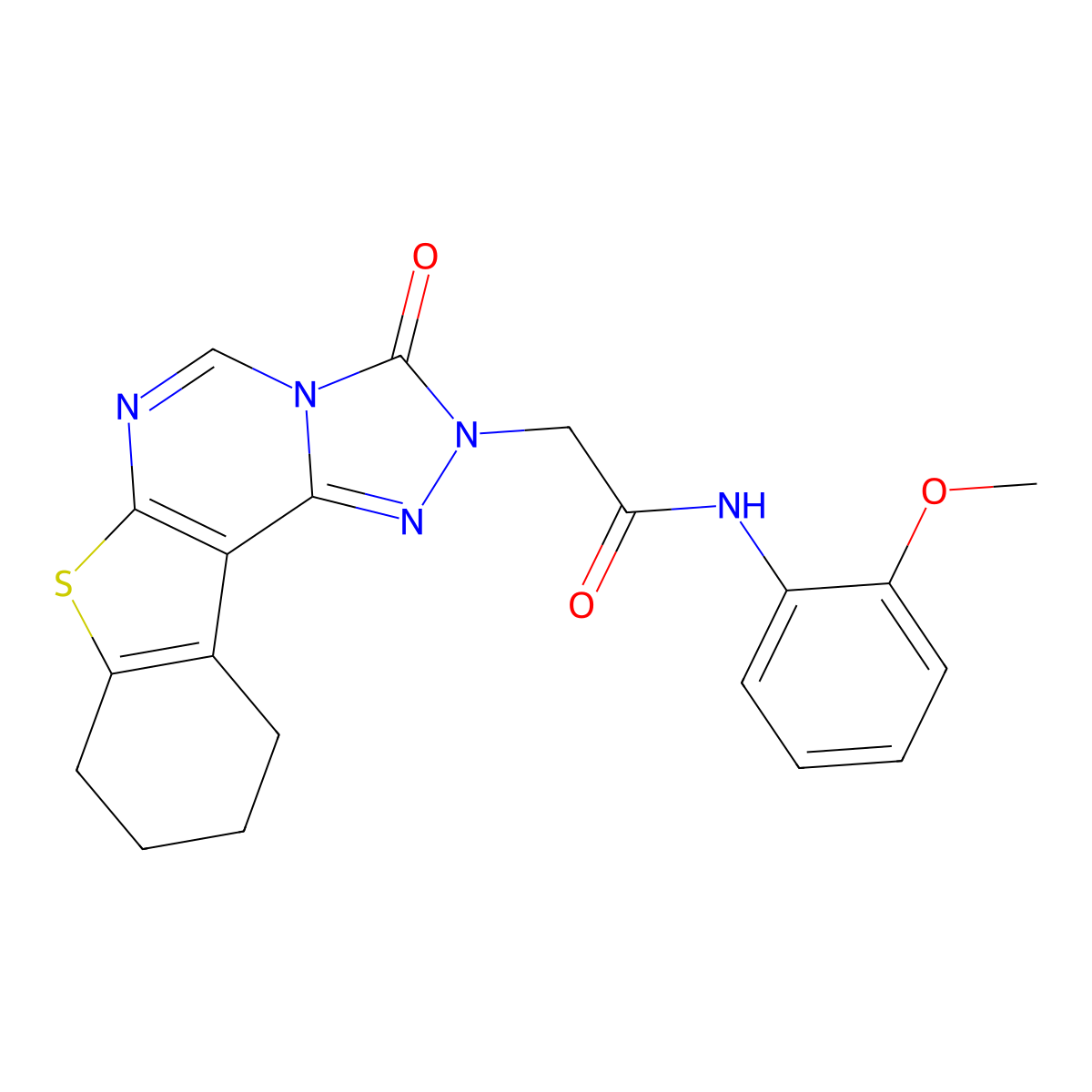 N-(2-methoxyphenyl)-2-{5-oxo-10-thia-3,4,6,8-tetraazatetracyclo[7.7.0.0^{2,6}.0^{11,16}]hexadeca-1(9),2,7,11(16)-tetraen-4-yl}acetamide molecular structure, CAS 1359201-58-3