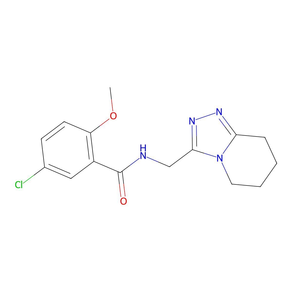 5-chloro-2-methoxy-N-(5,6,7,8-tetrahydro[1,2,4]triazolo[4,3-a]pyridin-3-ylmethyl)benzamide molecular structure, CAS 1359202-73-5