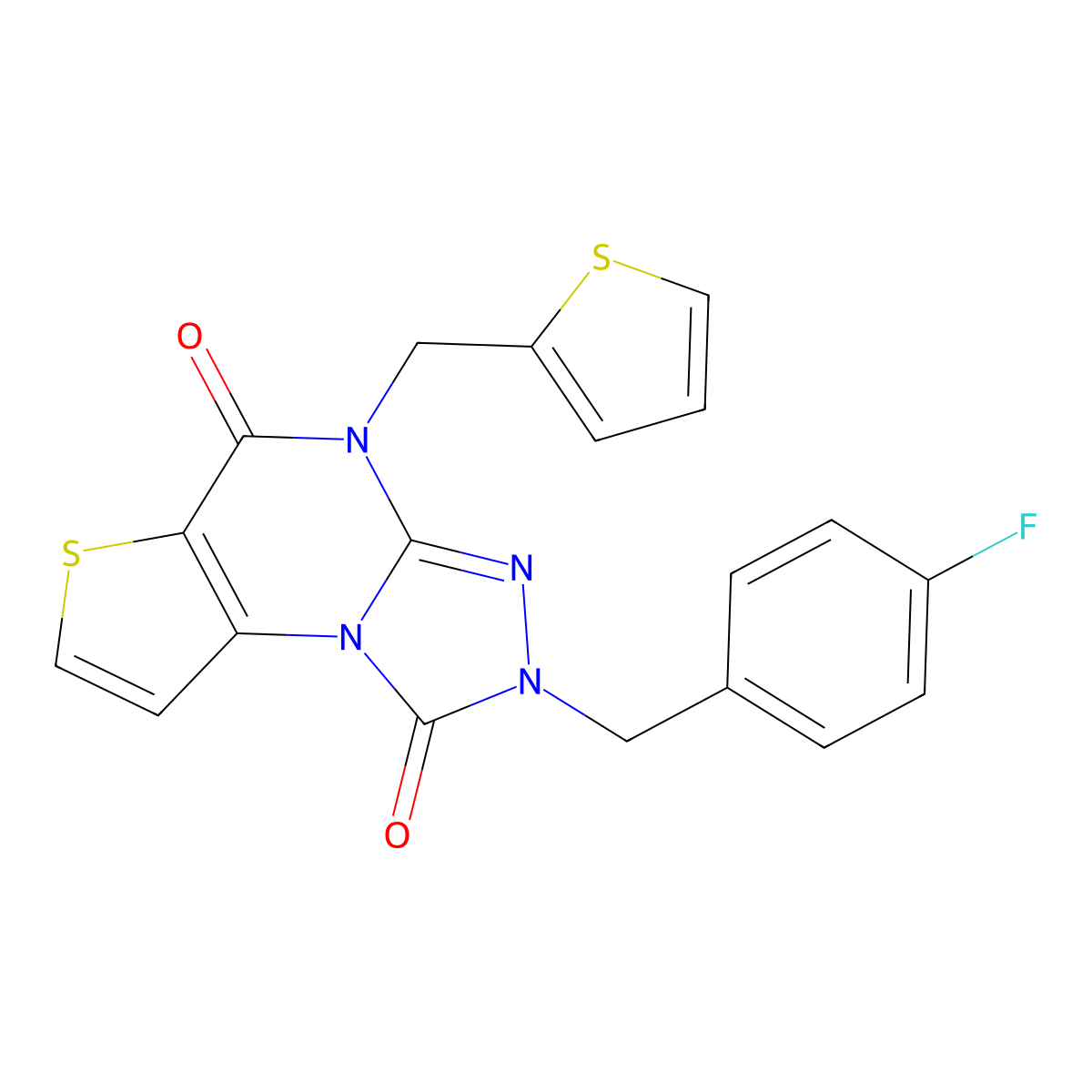 2-(4-fluorobenzyl)-4-(thiophen-2-ylmethyl)thieno[2,3-e][1,2,4]triazolo[4,3-a]pyrimidine-1,5(2H,4H)-dione molecular structure, CAS 1359203-31-8
