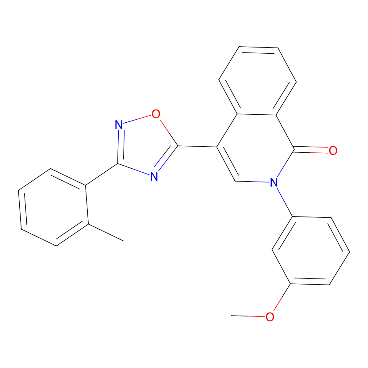 2-(3-methoxyphenyl)-4-(3-(o-tolyl)-1,2,4-oxadiazol-5-yl)isoquinolin-1(2H)-one molecular structure, CAS 1359205-08-5
