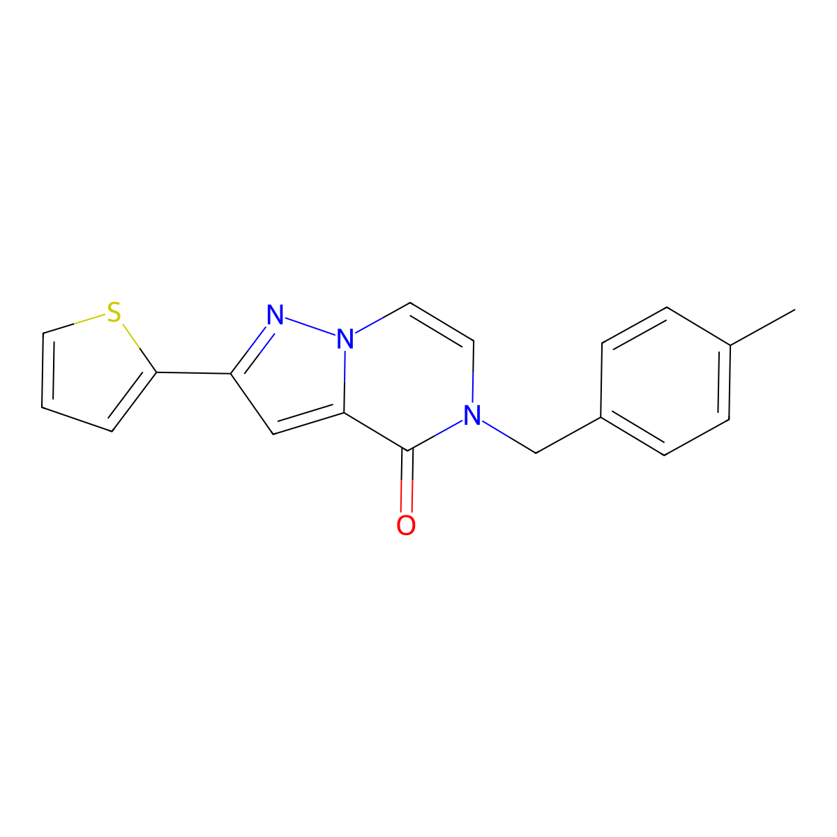 5-[(4-methylphenyl)methyl]-2-(thiophen-2-yl)-4H,5H-pyrazolo[1,5-a]pyrazin-4-one molecular structure, CAS 1359207-62-7