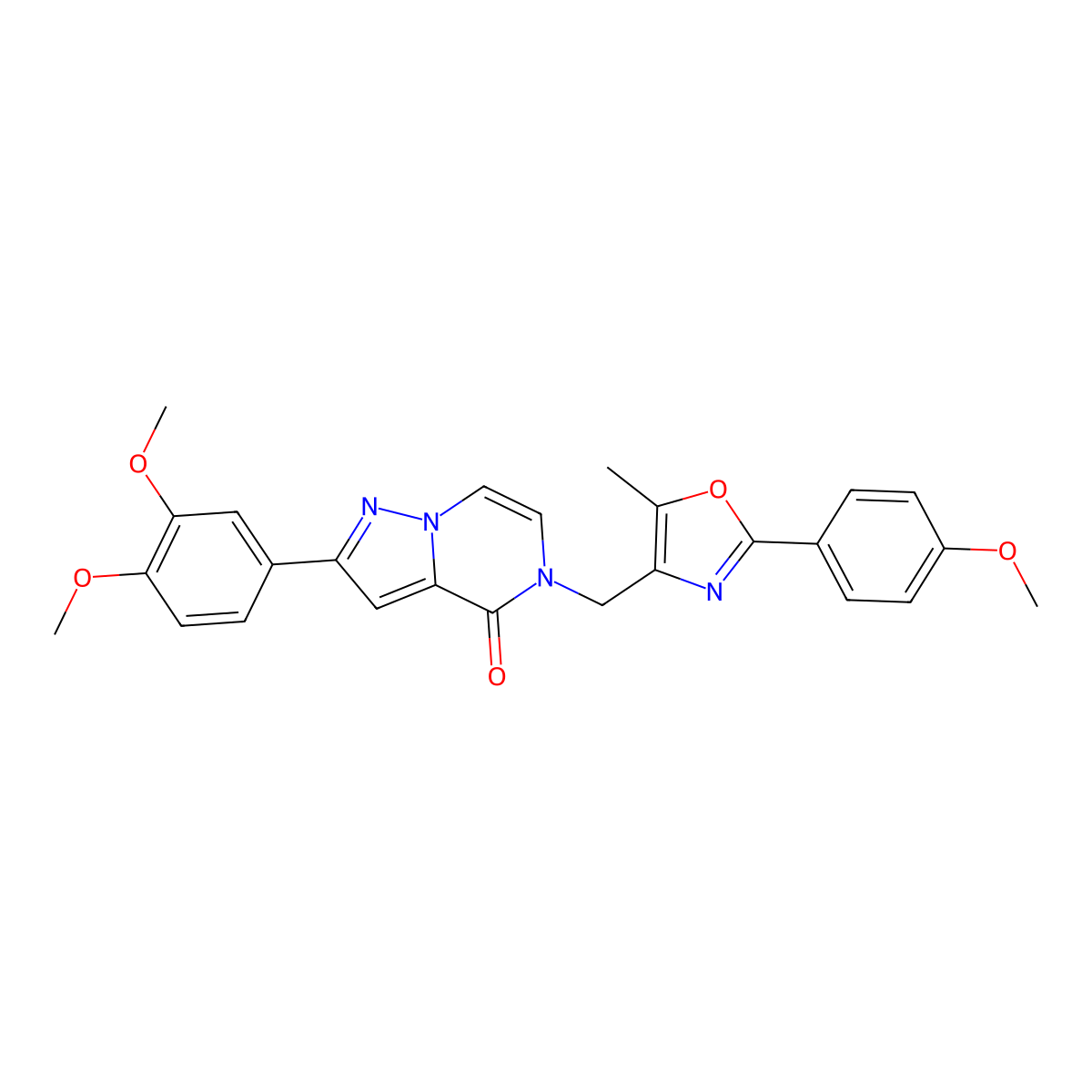2-(3,4-dimethoxyphenyl)-5-((2-(4-methoxyphenyl)-5-methyloxazol-4-yl)methyl)pyrazolo[1,5-a]pyrazin-4(5H)-one molecular structure, CAS 1359208-63-1
