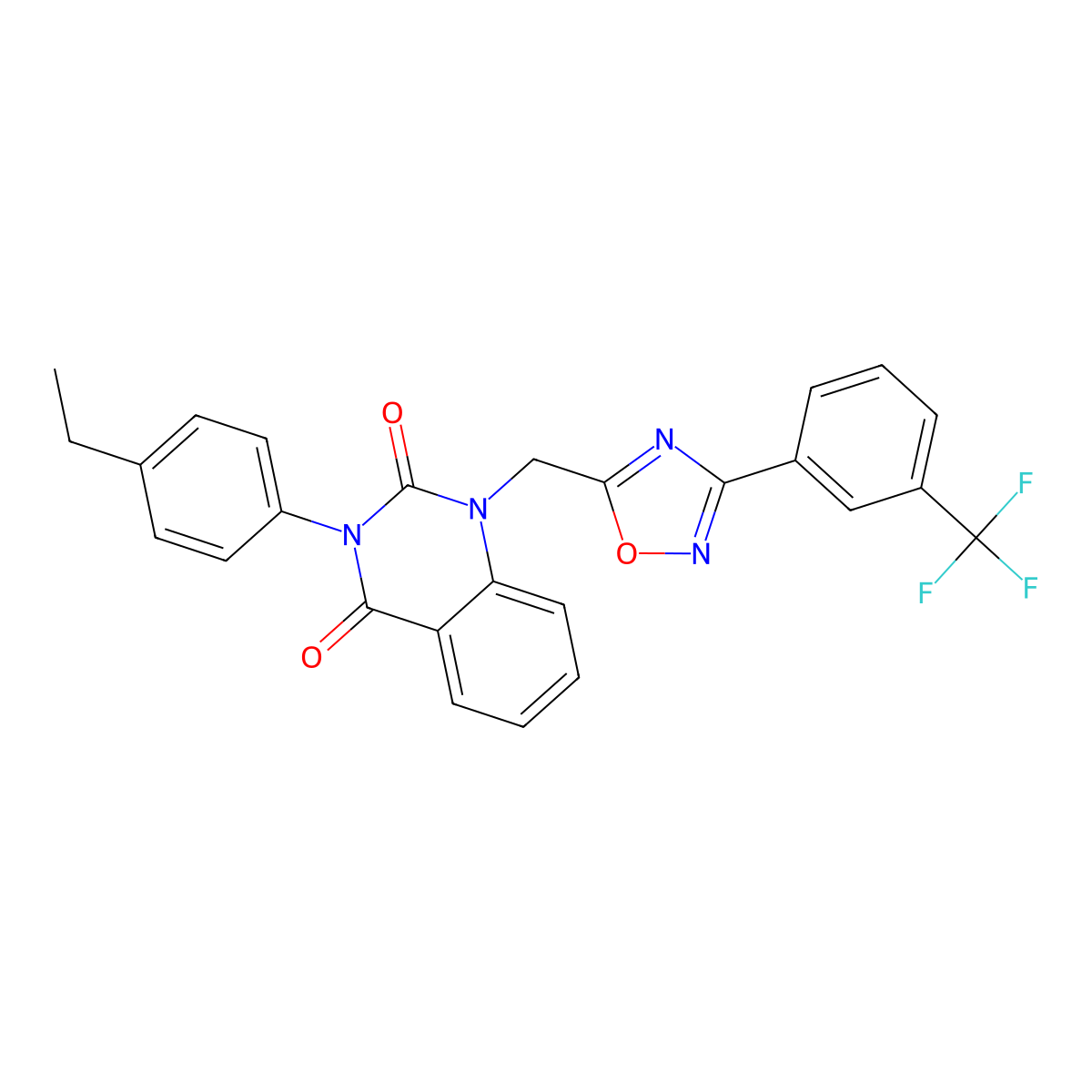 3-(4-ethylphenyl)-1-((3-(3-(trifluoromethyl)phenyl)-1,2,4-oxadiazol-5-yl)methyl)quinazoline-2,4(1H,3H)-dione molecular structure, CAS 1359216-12-8