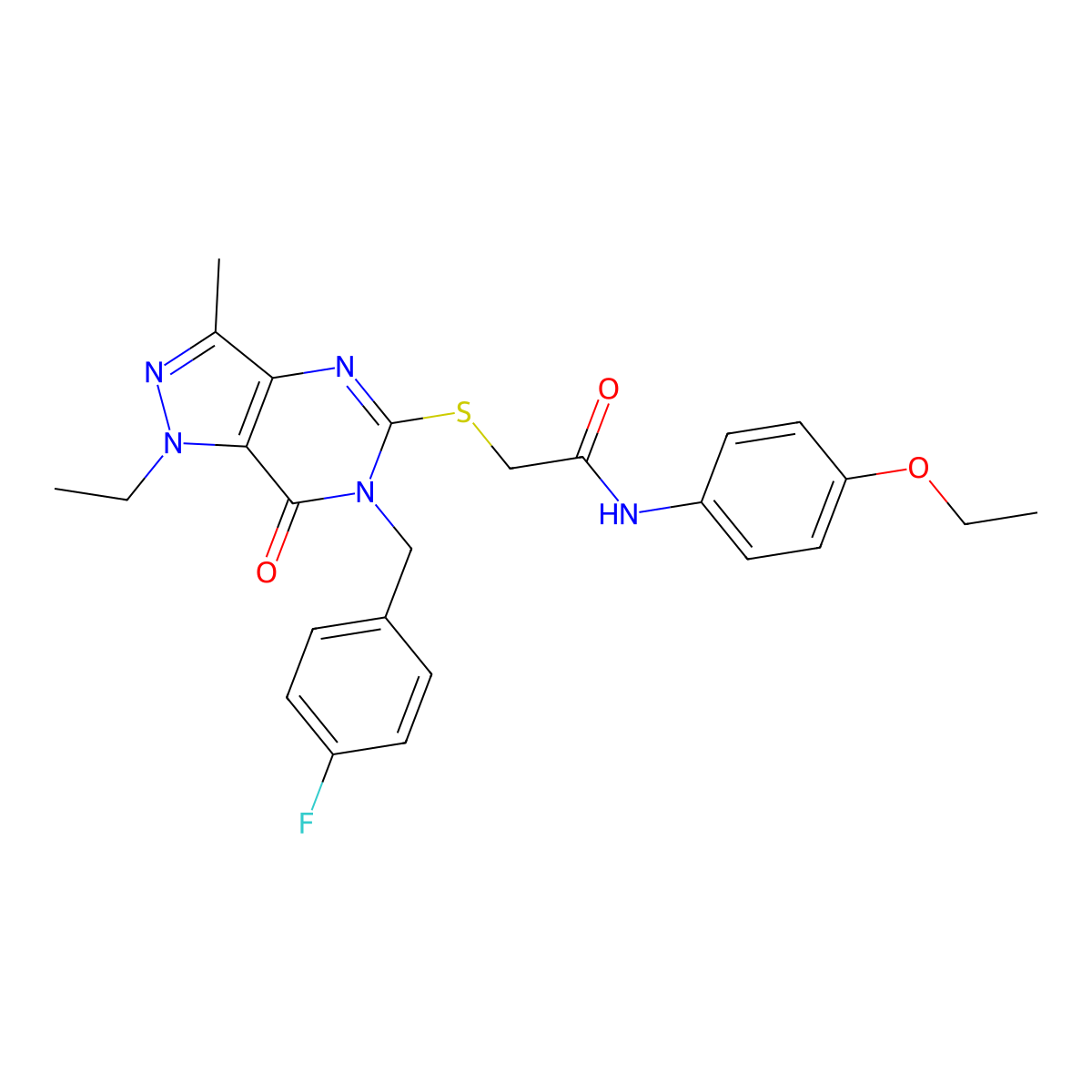 N-(4-ethoxyphenyl)-2-({1-ethyl-6-[(4-fluorophenyl)methyl]-3-methyl-7-oxo-1H,6H,7H-pyrazolo[4,3-d]pyrimidin-5-yl}sulfanyl)acetamide molecular structure, CAS 1359218-52-2