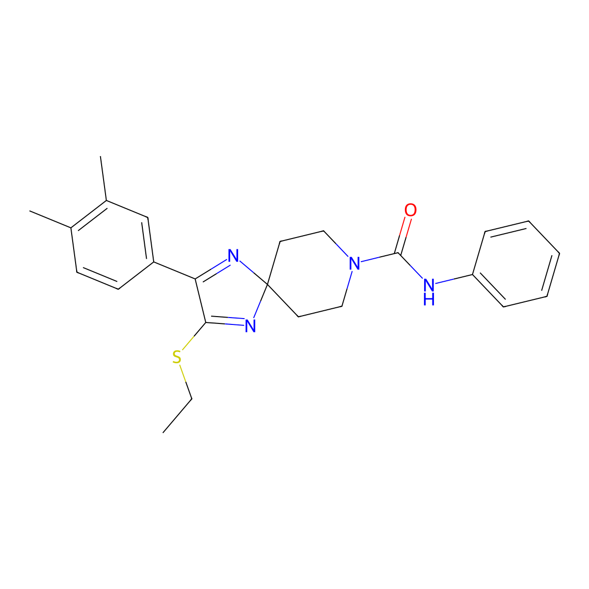 2-(3,4-dimethylphenyl)-3-(ethylthio)-N-phenyl-1,4,8-triazaspiro[4.5]deca-1,3-diene-8-carboxamide molecular structure, CAS 1359219-57-0