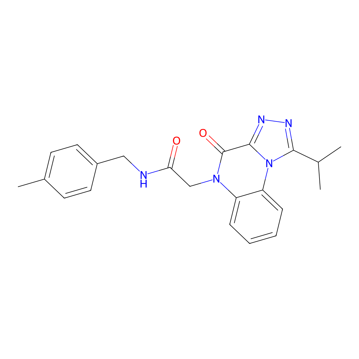 2-(1-isopropyl-4-oxo-[1,2,4]triazolo[4,3-a]quinoxalin-5(4H)-yl)-N-(4-methylbenzyl)acetamide molecular structure, CAS 1359219-60-5