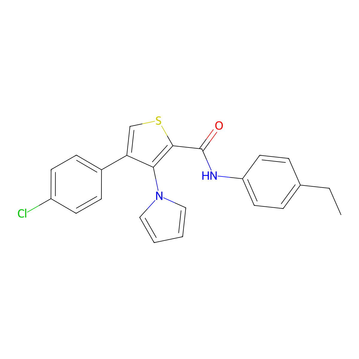 4-(4-chlorophenyl)-N-(4-ethylphenyl)-3-(1H-pyrrol-1-yl)thiophene-2-carboxamide molecular structure, CAS 1359221-25-2