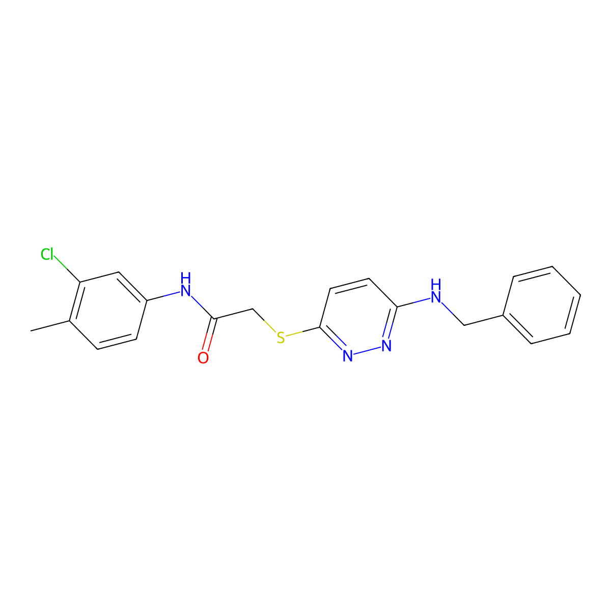 2-((6-(benzylamino)pyridazin-3-yl)thio)-N-(3-chloro-4-methylphenyl)acetamide molecular structure, CAS 1359222-36-8