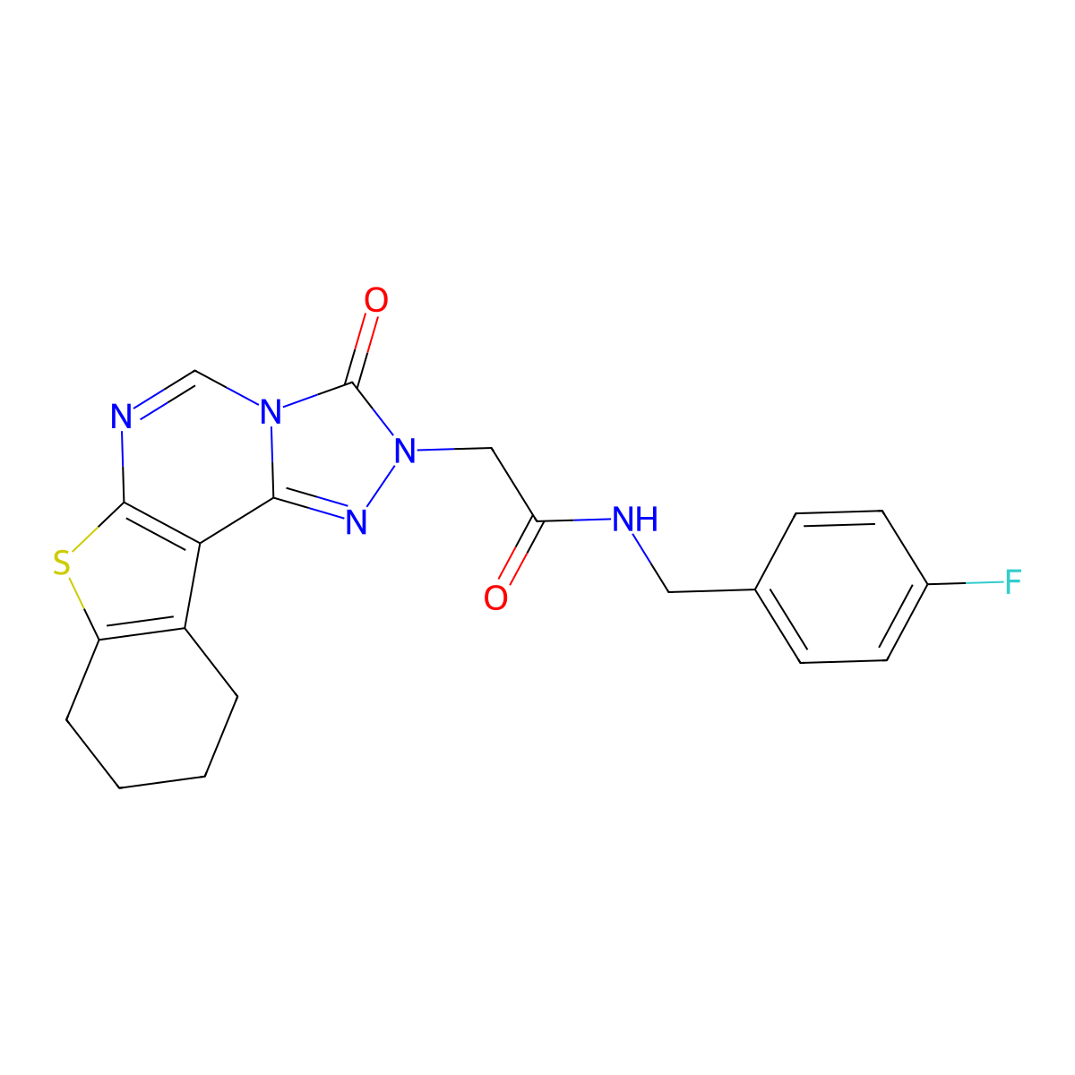 N-(4-fluorobenzyl)-2-(3-oxo-8,9,10,11-tetrahydrobenzo[4,5]thieno[3,2-e][1,2,4]triazolo[4,3-c]pyrimidin-2(3H)-yl)acetamide molecular structure, CAS 1359223-56-5